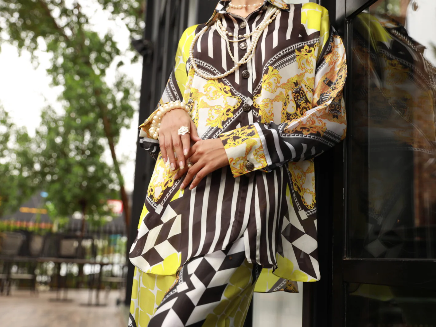 BLACK SATIN 2PC STITCHED | AL-2PS-LKS-US-843/S LK-843A - Image 4