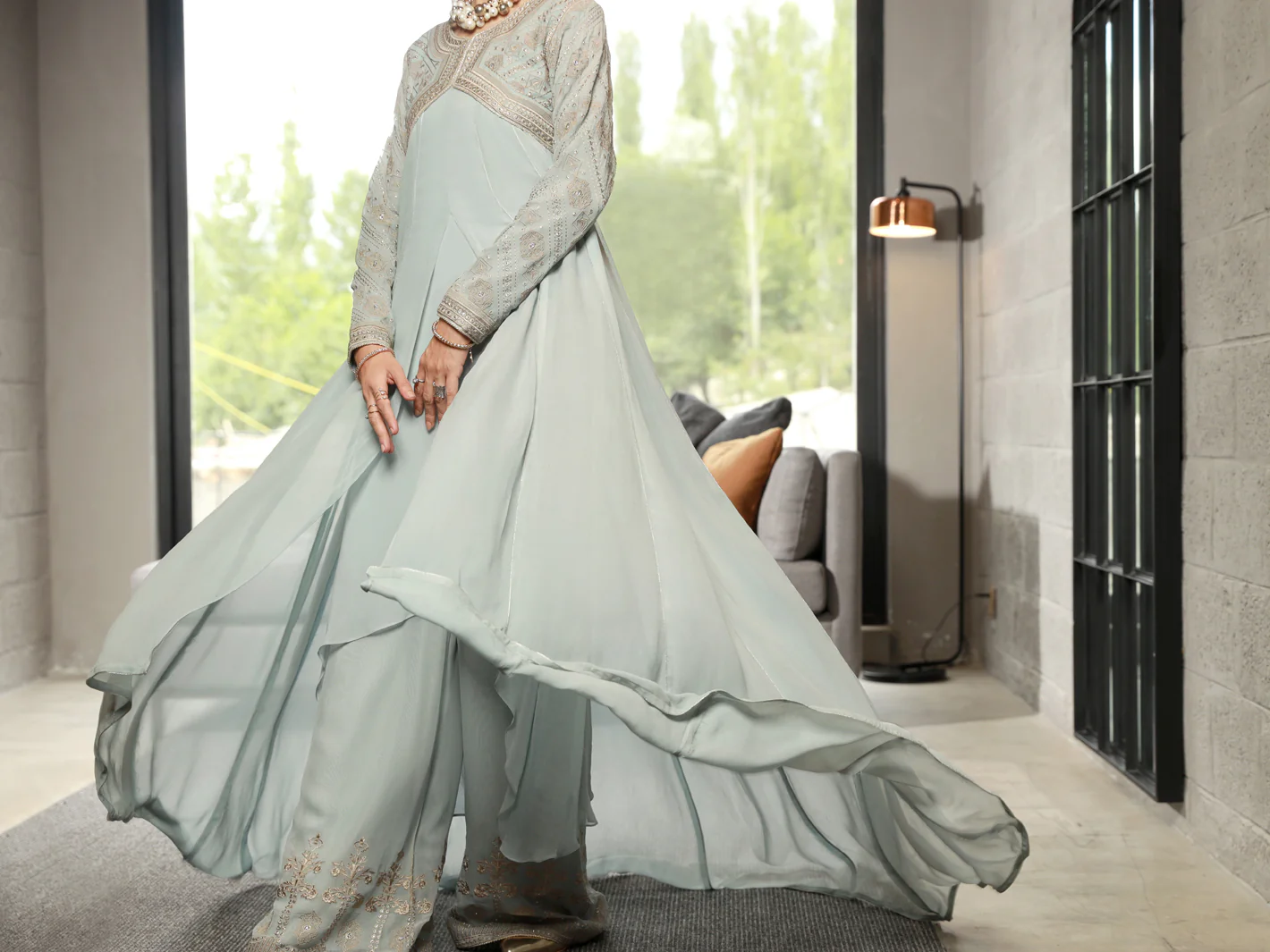 GREY GEORGETTE 2PC STITCHED | AL-2PS-LS-US-334/AM-2490A - Image 3