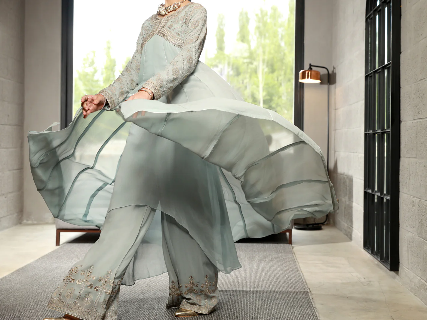 GREY GEORGETTE 2PC STITCHED | AL-2PS-LS-US-334/AM-2490A - Image 4