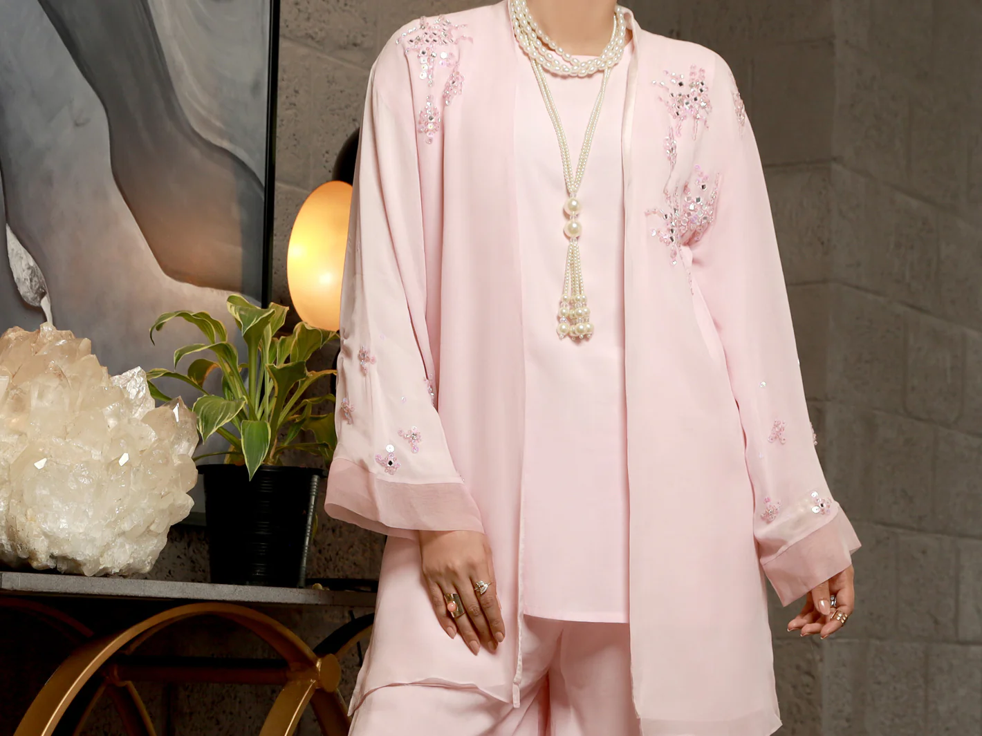 PINK GEORGETTE 2PC STITCHED | AL-2PS-LS-US-335/AM-2490A - Image 5