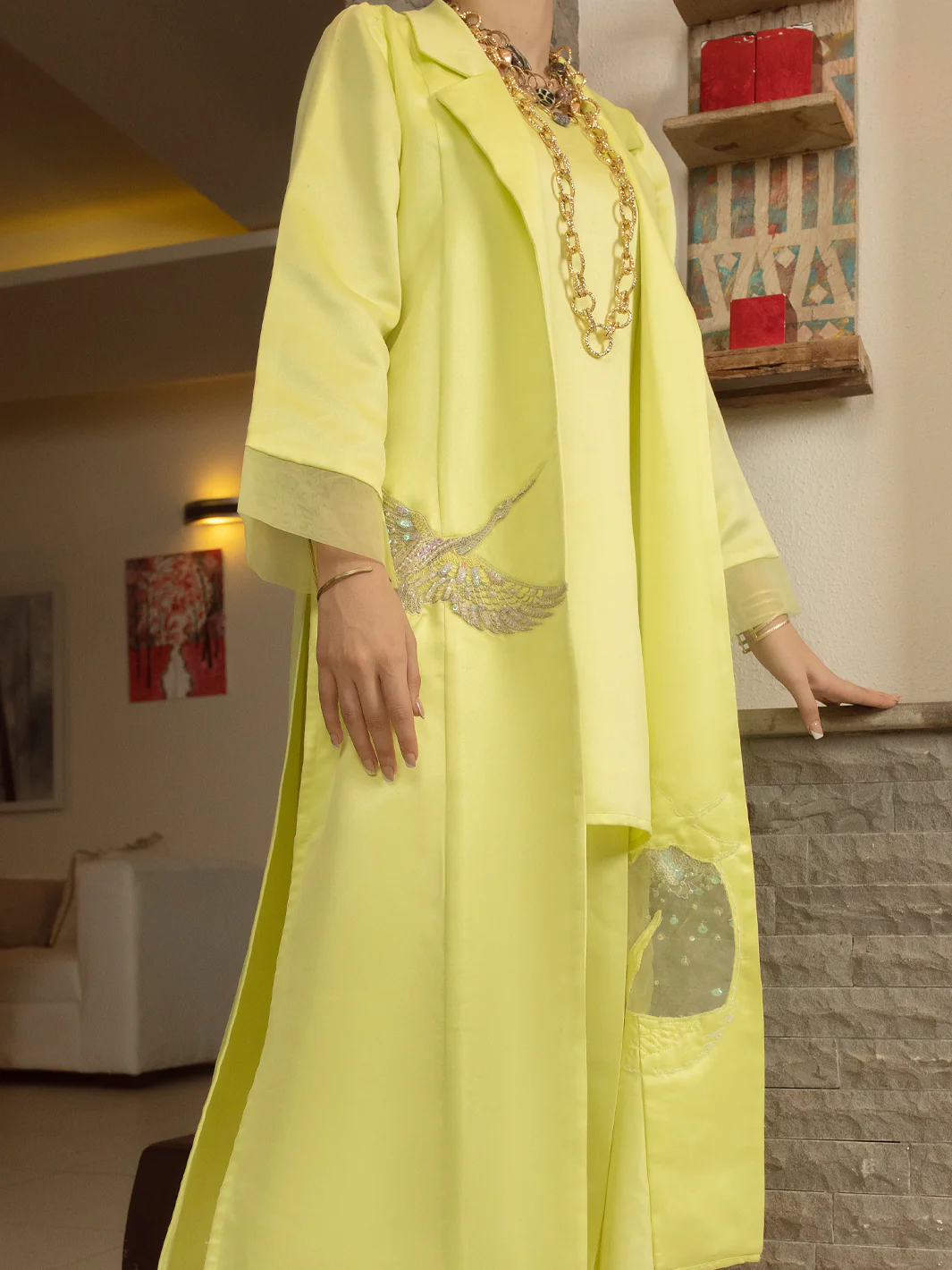 GREEN SATIN 2PC STITCHED | AL-2PS-LS-US-366/AM-2586A - Image 4
