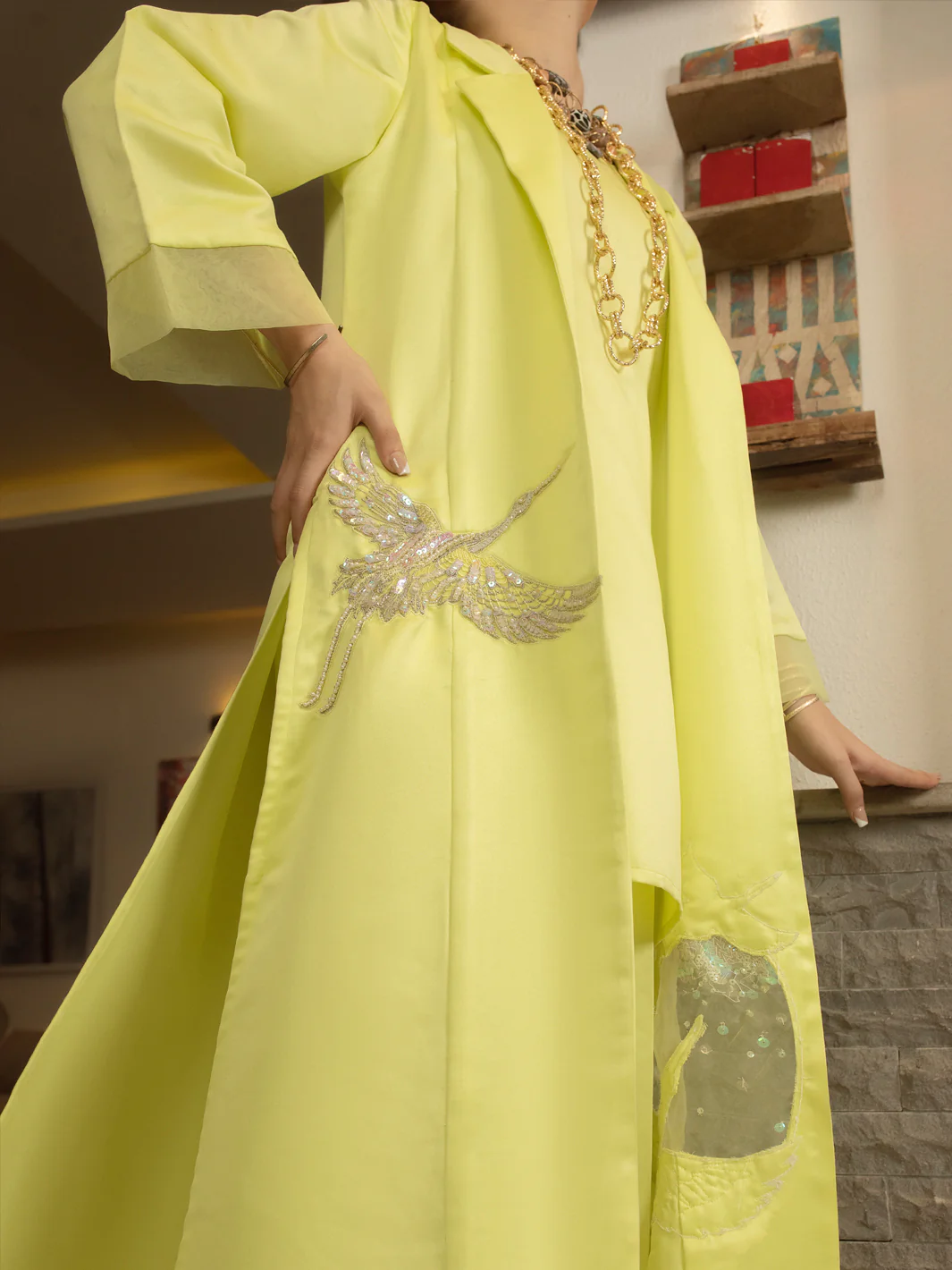 GREEN SATIN 2PC STITCHED | AL-2PS-LS-US-366/AM-2586A - Image 5