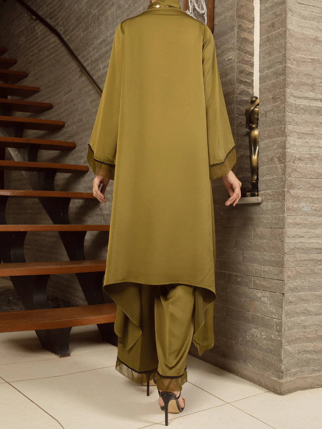 GREEN SATIN 2PC STITCHED | AL-2PS-LS-US-367/S AM-2586F - Image 2