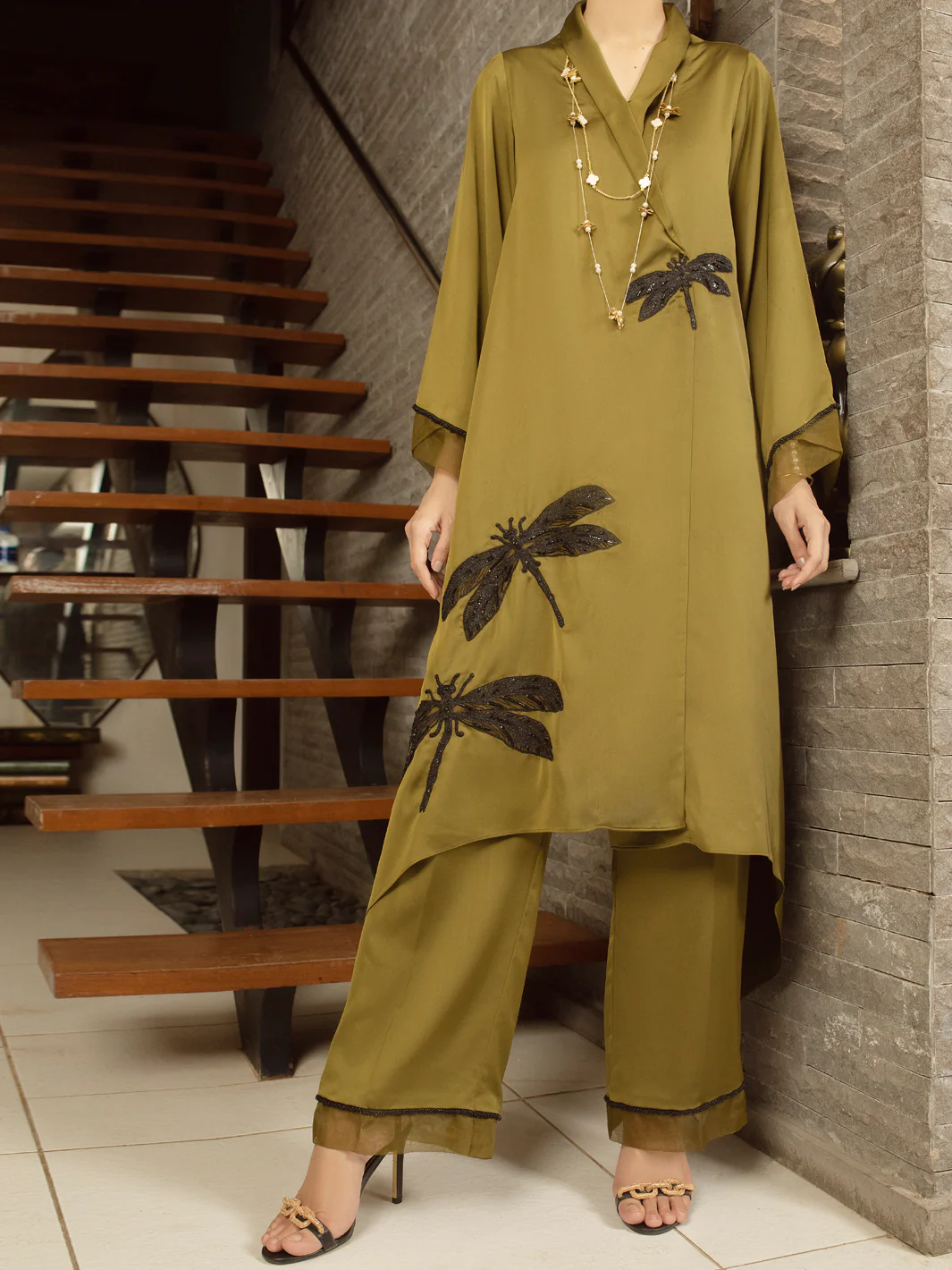 GREEN SATIN 2PC STITCHED | AL-2PS-LS-US-367/S AM-2586F - Image 6