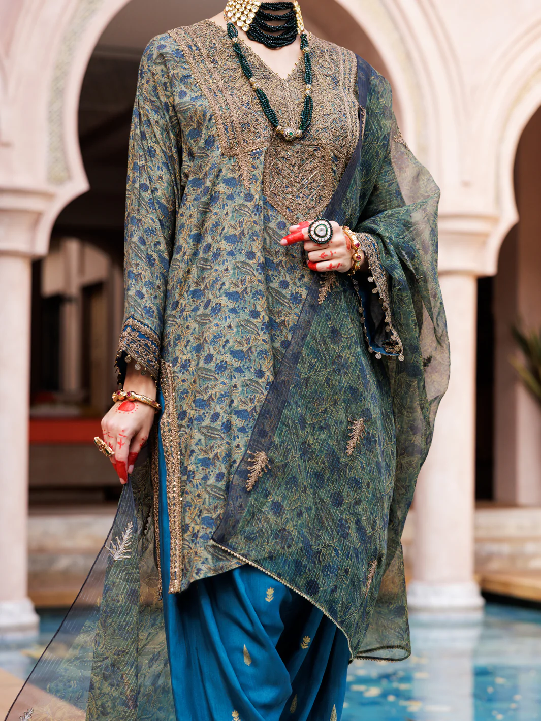 GREEN MAPLE SILK 3PC STITCHED | AL-3PS-LS-432/FB-432A - Image 2
