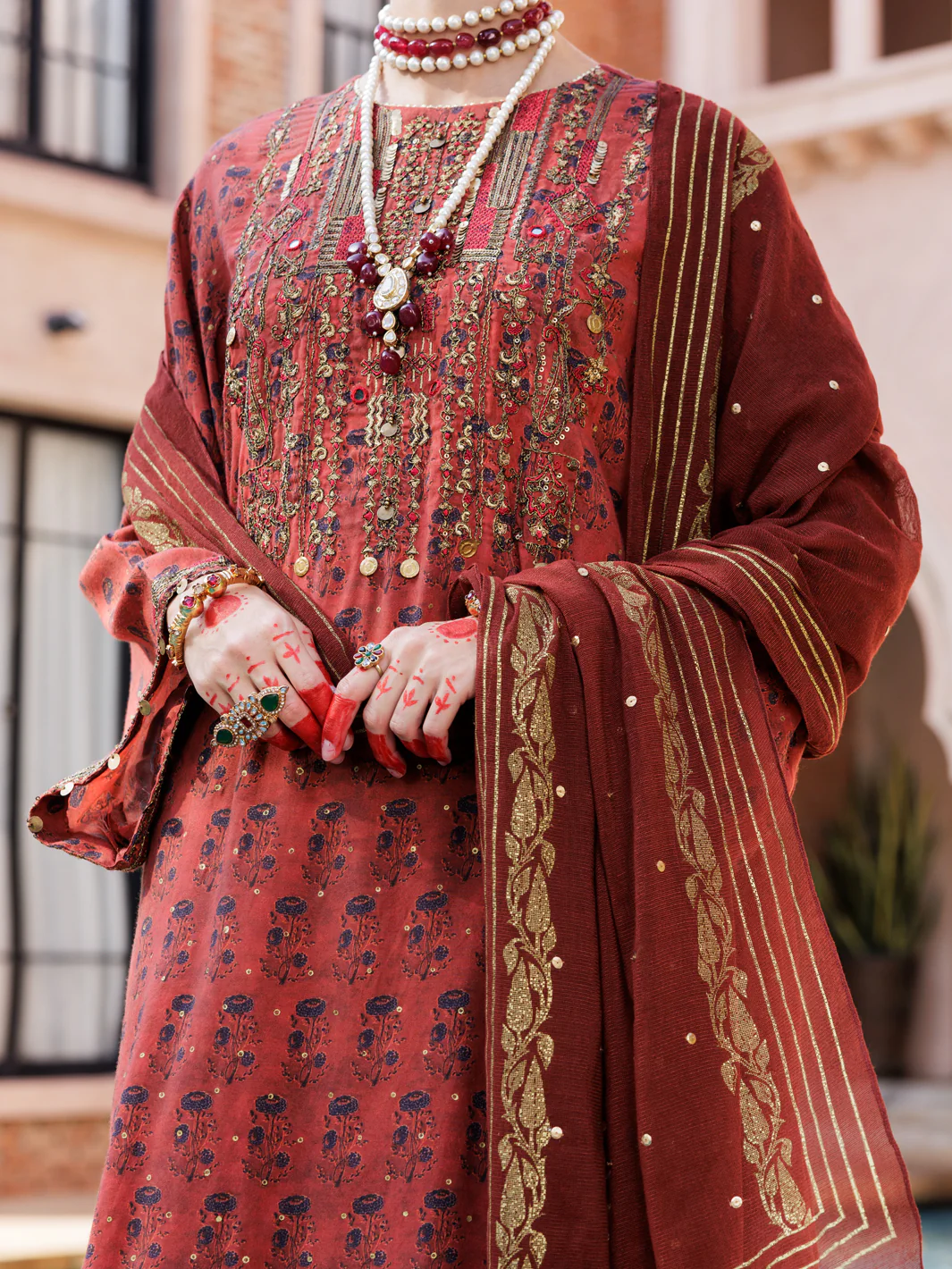 MAROON MAPLE SILK 3PC STITCHED | AL-3PS-LS-435/FB-435A - Image 2