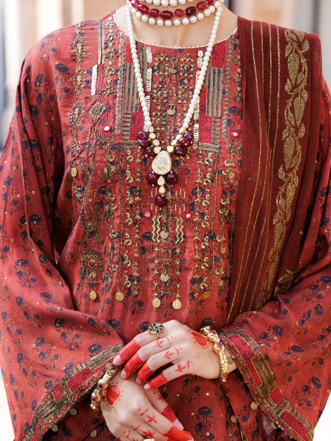 MAROON MAPLE SILK 3PC STITCHED | AL-3PS-LS-435/FB-435A - Image 3