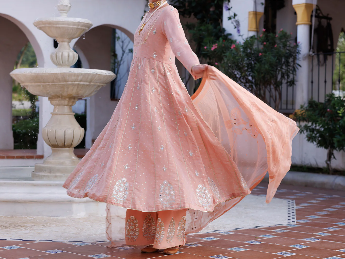 LIGHT PINK MESURI NET 3PC STITCHED | AL-3PS-LS-488/AM-3012D - Image 4