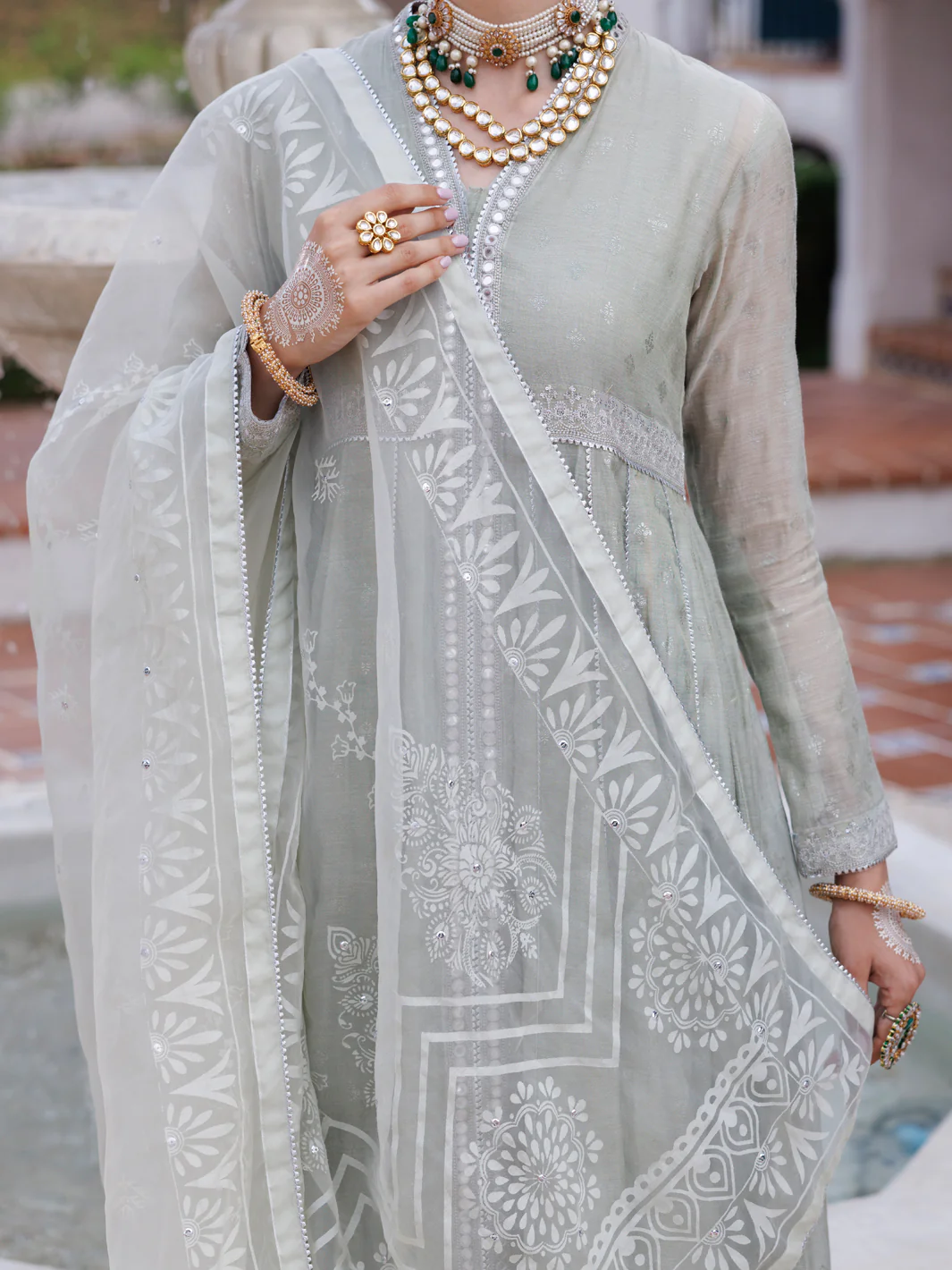 PISTACHIO GREEN MESURI NET 3PC STITCHED | AL-3PS-LS-490/AM-3012B - Image 3