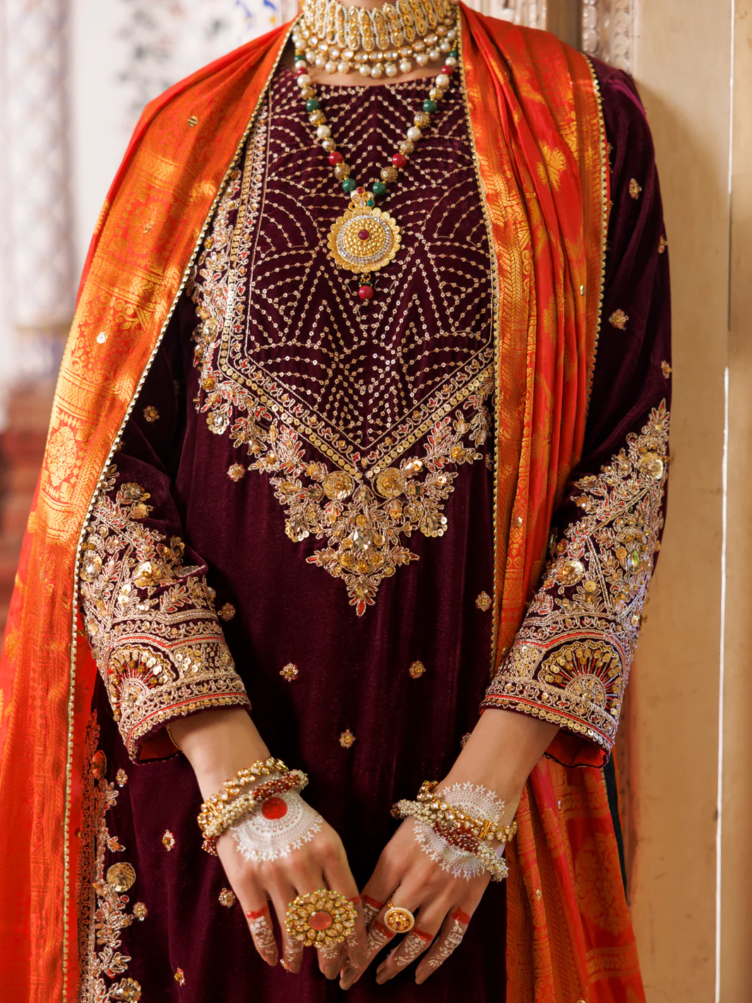 MAROON VELVET 3PC STITCHED | AL-3PS-LS-493/AM-3002A - Image 3