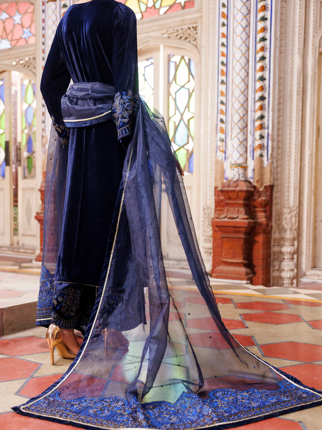 BLUE VELVET 3PC STITCHED | AL-3PS-LS-494/AM-3002C - Image 2