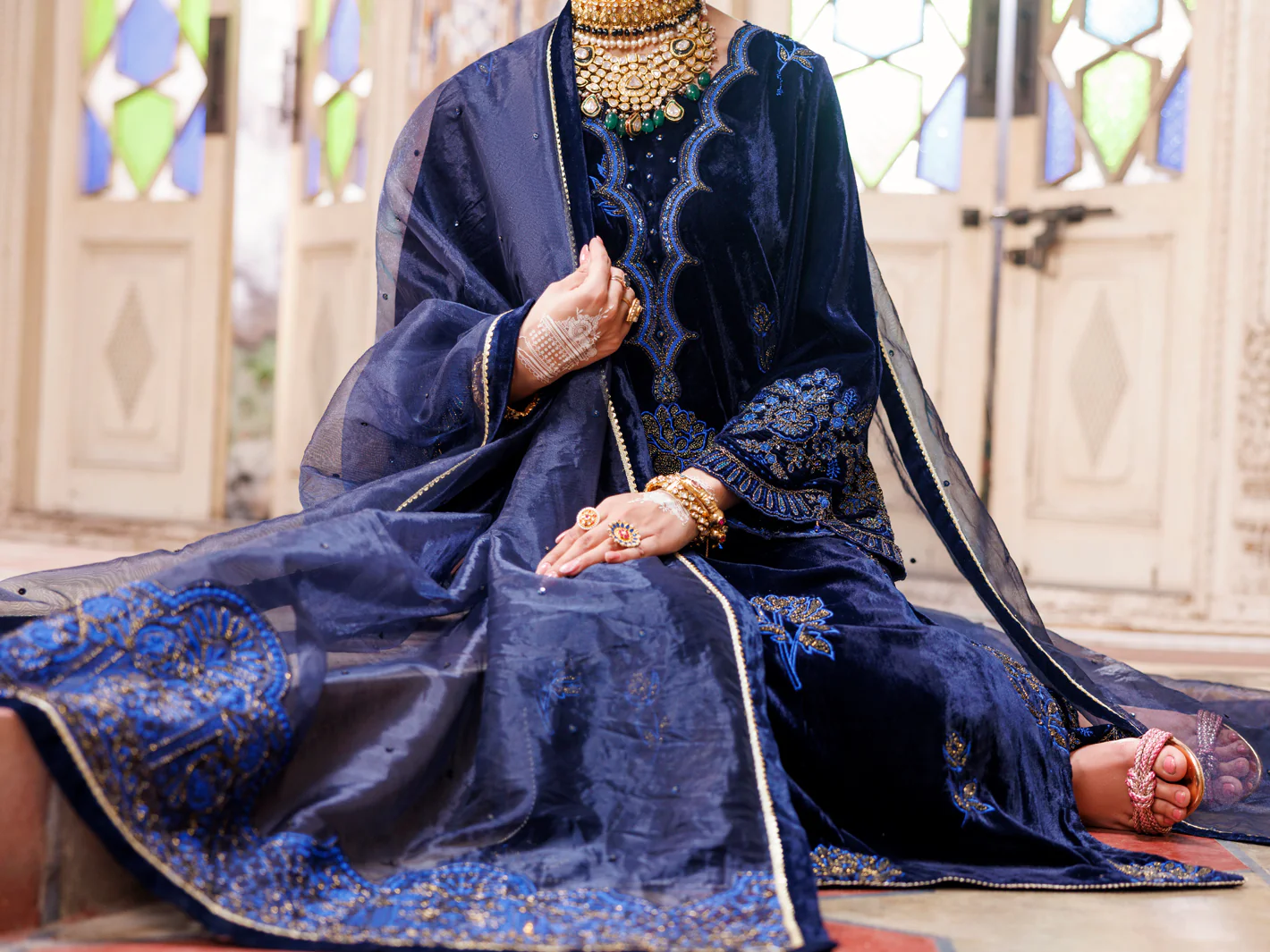 BLUE VELVET 3PC STITCHED | AL-3PS-LS-494/AM-3002C - Image 4