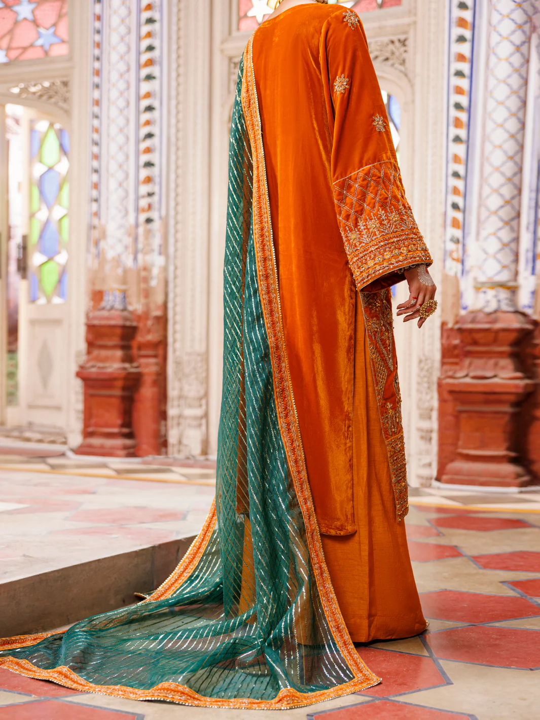 MUSTARD VELVET 3PC STITCHED | AL-3PS-LS-496/AM-3002E - Image 2