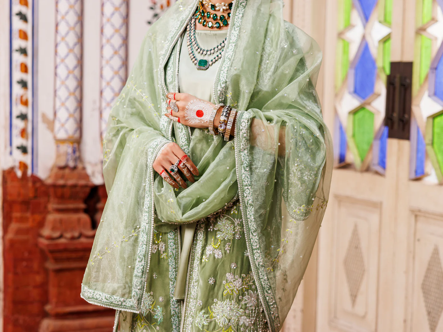 PISTACHIO GREEN VELVET 3PC STITCHED | AL-3PS-LS-497/AM-3002B - Image 4