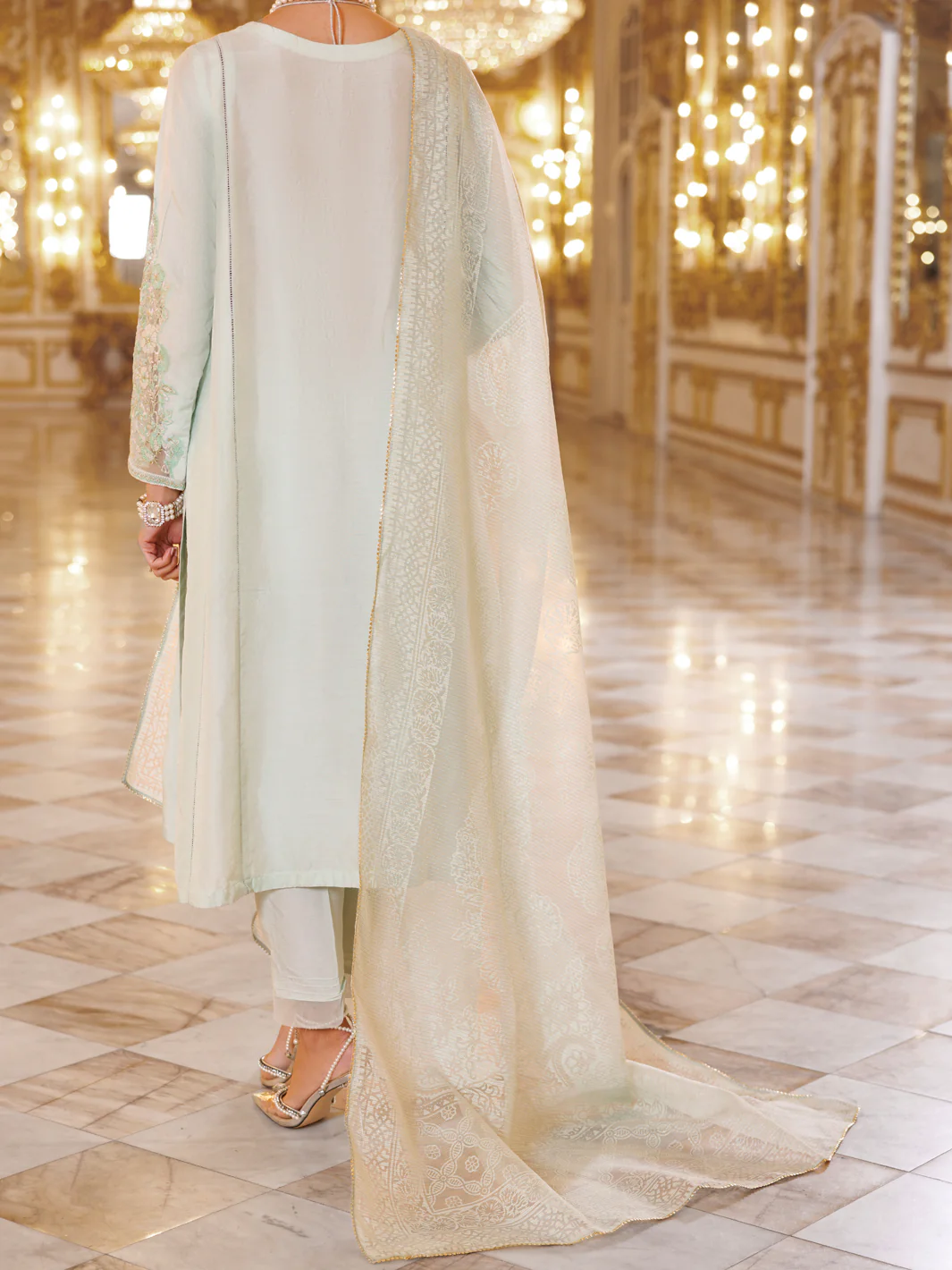 LIGHT GREEN SHEESHA SILK 3PC STITCHED | AL-3PS-LS-502/AM-3001E - Image 2
