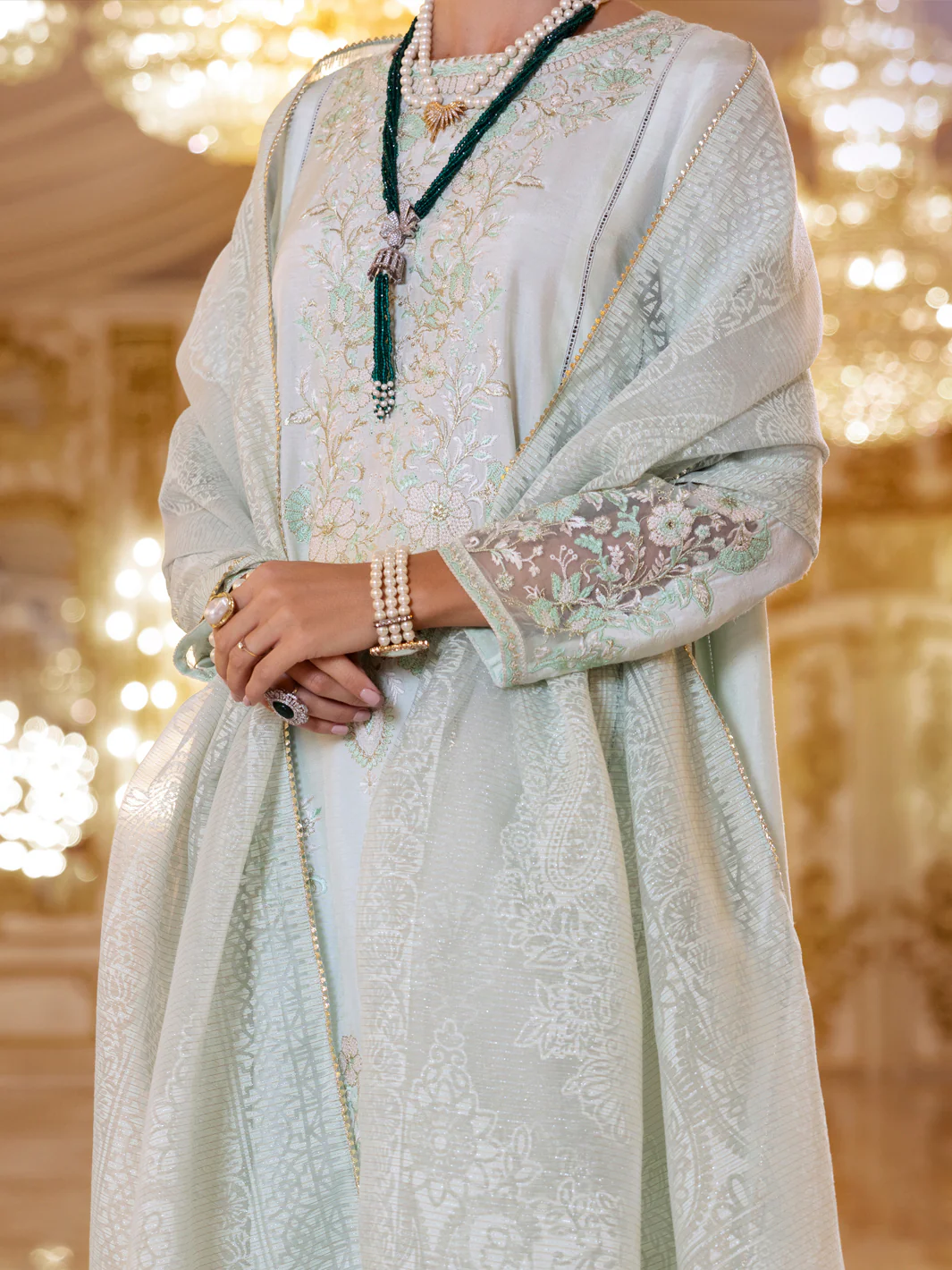 LIGHT GREEN SHEESHA SILK 3PC STITCHED | AL-3PS-LS-502/AM-3001E - Image 3