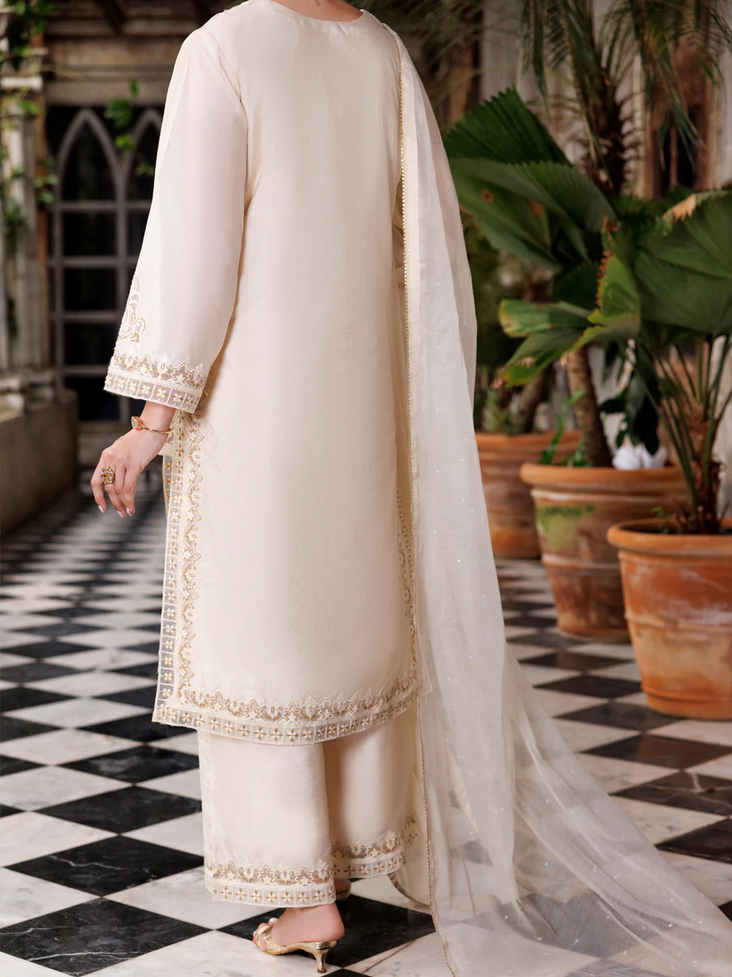 OFF WHITE RAW SILK 3PC STITCHED | AL-3PS-LS-504/AM-3148A - Image 2