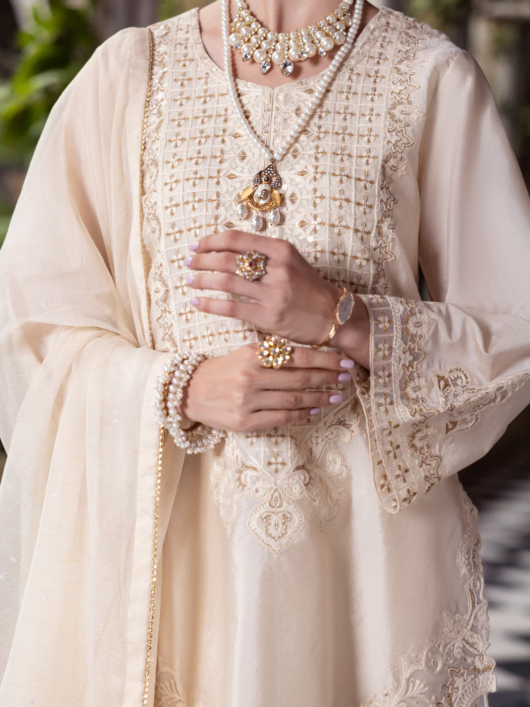 OFF WHITE RAW SILK 3PC STITCHED | AL-3PS-LS-504/AM-3148A - Image 3