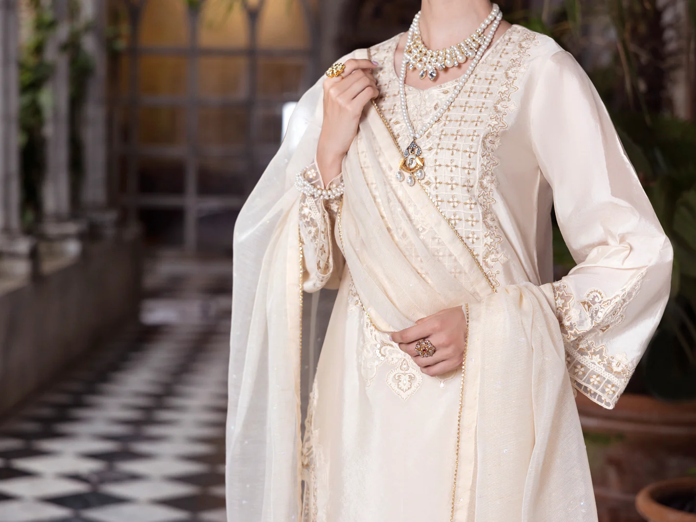 OFF WHITE RAW SILK 3PC STITCHED | AL-3PS-LS-504/AM-3148A - Image 4
