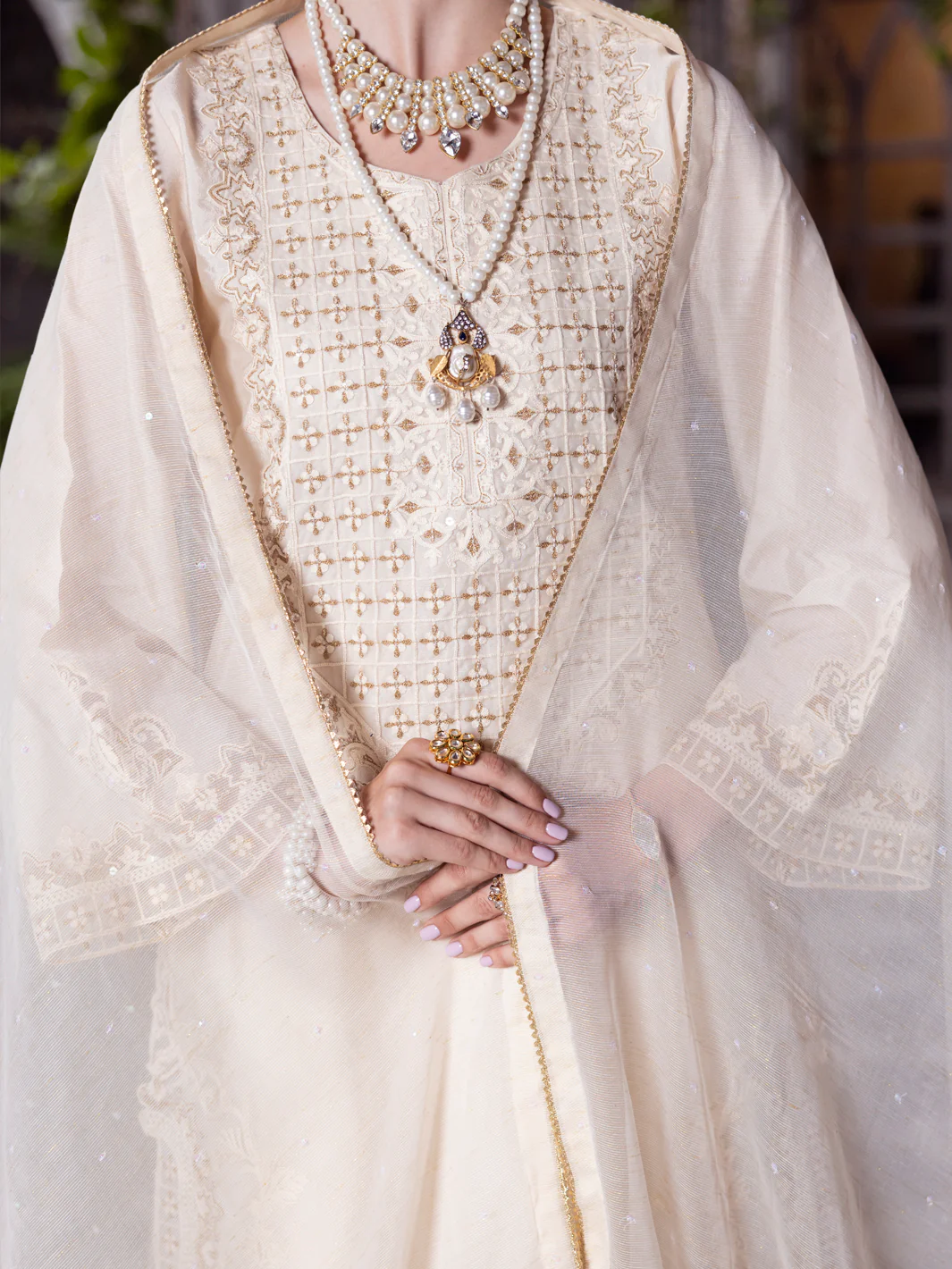 OFF WHITE RAW SILK 3PC STITCHED | AL-3PS-LS-504/AM-3148A - Image 5