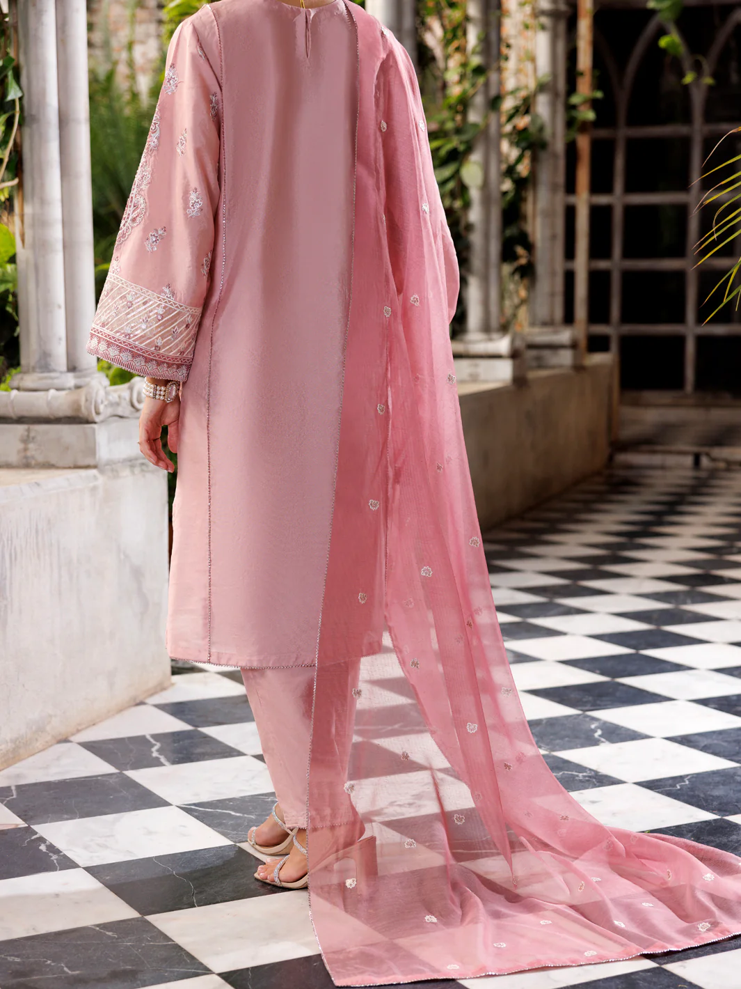LIGHT PINK SHEESHA SILK 3PC STITCHED | AL-3PS-LS-505/AM-3001D - Image 2