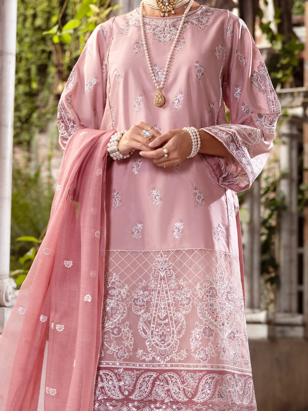 LIGHT PINK SHEESHA SILK 3PC STITCHED | AL-3PS-LS-505/AM-3001D - Image 3