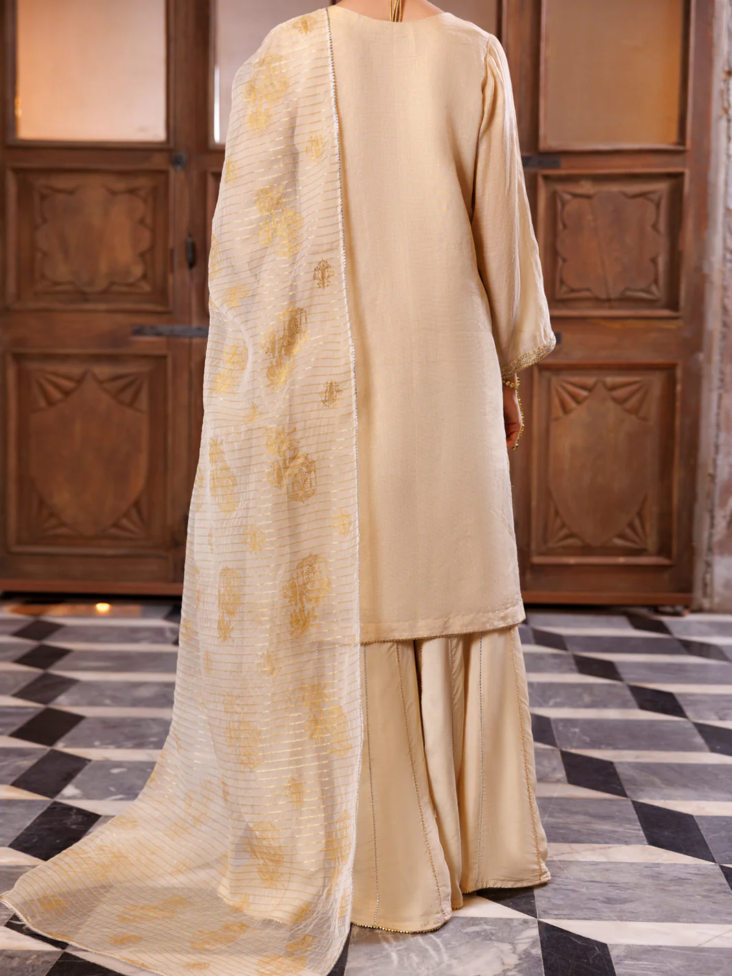 GOLDEN YARN DYED 3PC STITCHED | AL-3PS-LS-514/AM-301 - Image 2