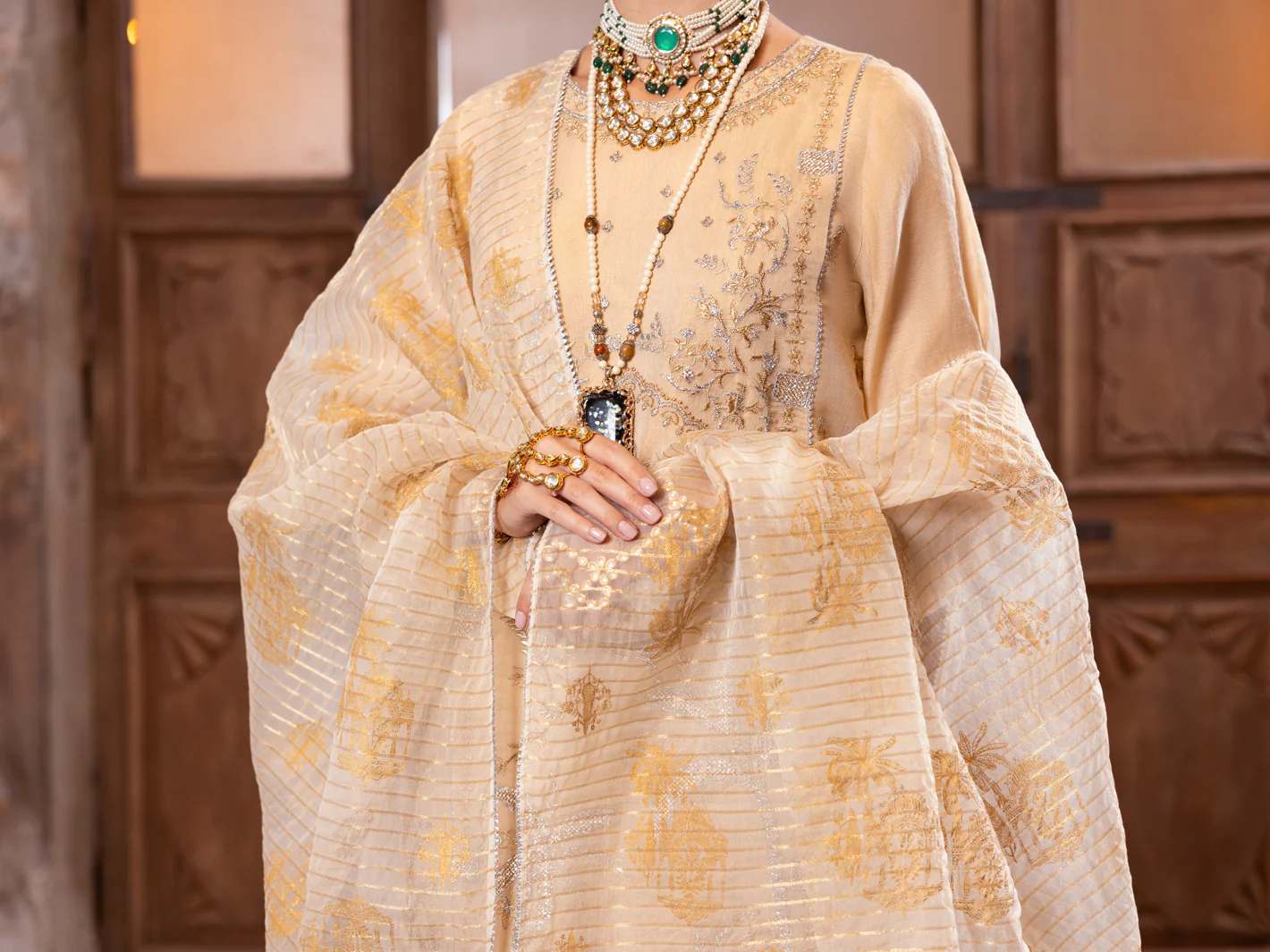 GOLDEN YARN DYED 3PC STITCHED | AL-3PS-LS-514/AM-301 - Image 4