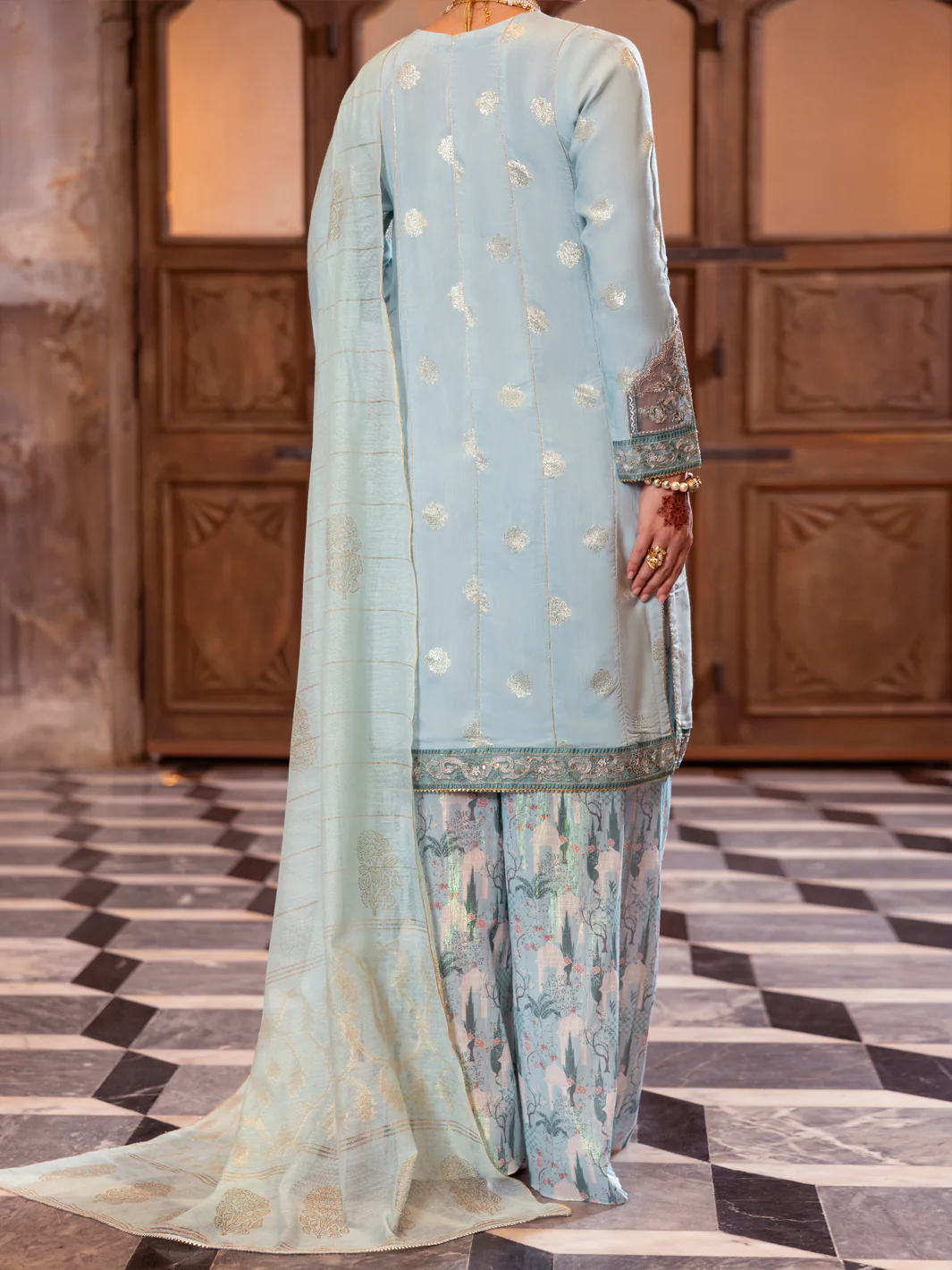 ICE BLUE VISCOSE LUREX 3PC STITCHED | AL-3PS-LS-515/AM-3140A - Image 2