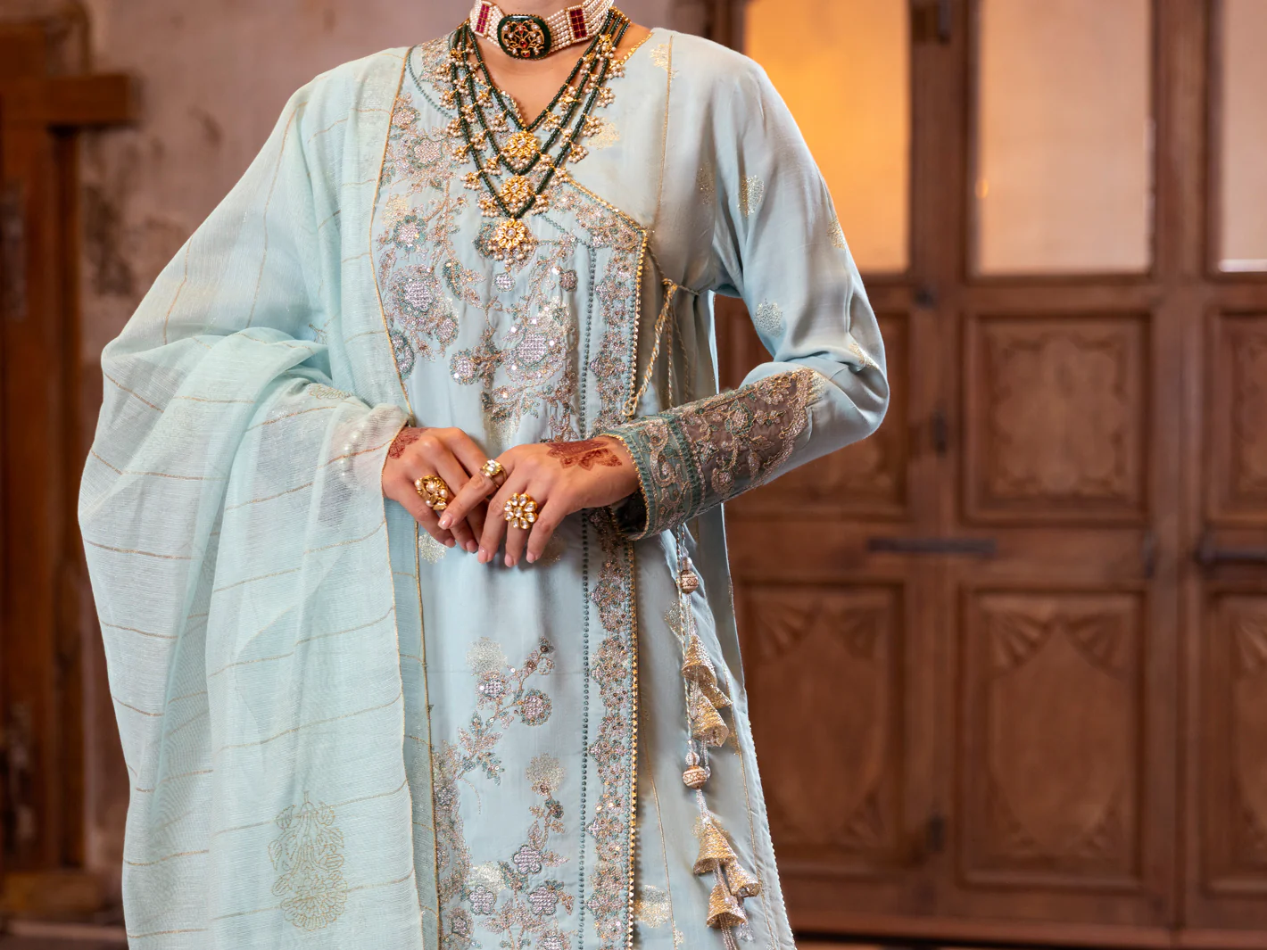 ICE BLUE VISCOSE LUREX 3PC STITCHED | AL-3PS-LS-515/AM-3140A - Image 4