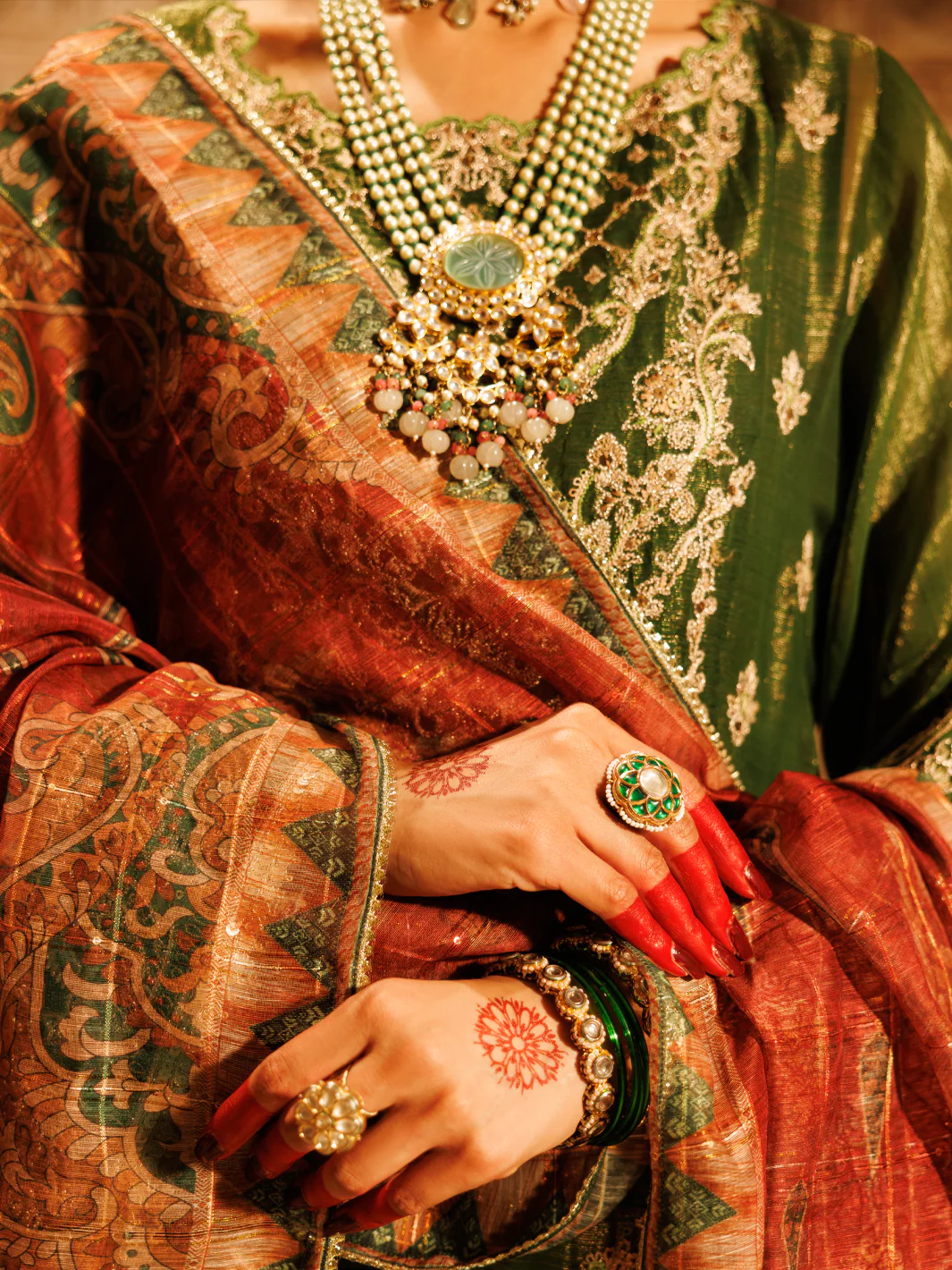 MEHNDI GREEN MESURI NET 3PC STITCHED | AL-3PS-LS-550/FB-550A - Image 4