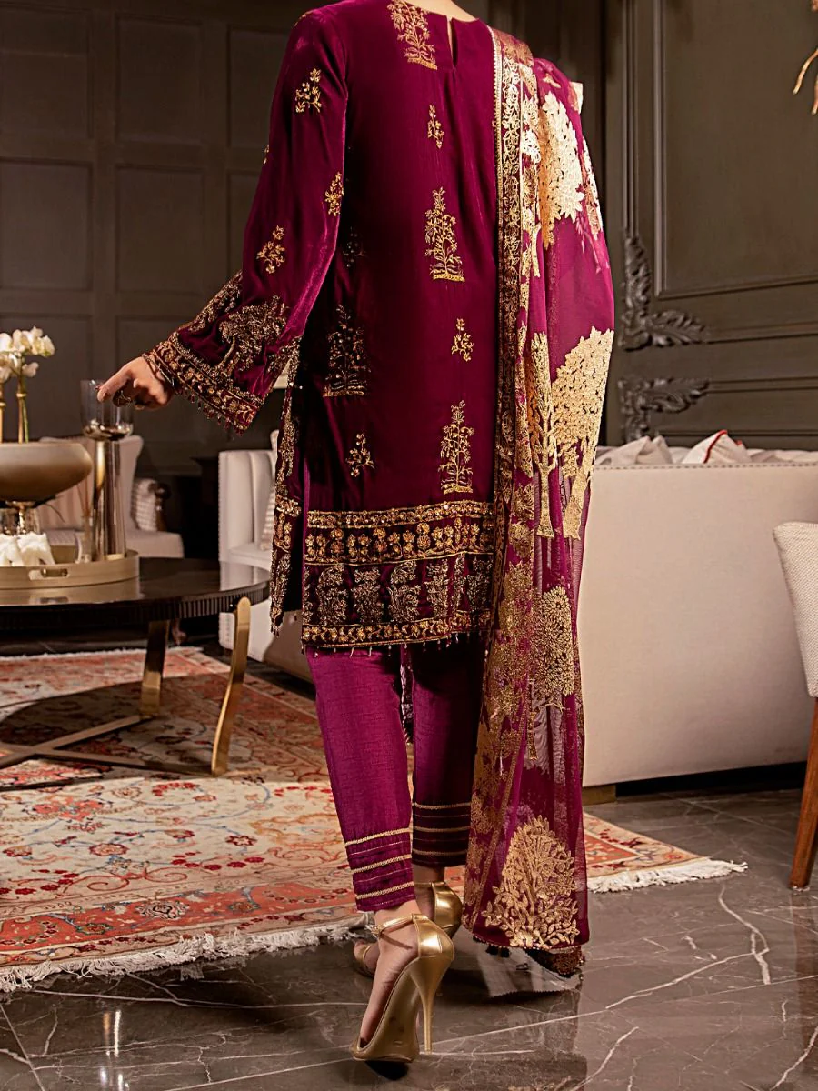 PLUM VELVET 3PC STITCHED | AL-3PS-LS-US-342/AM-2452D - Image 3