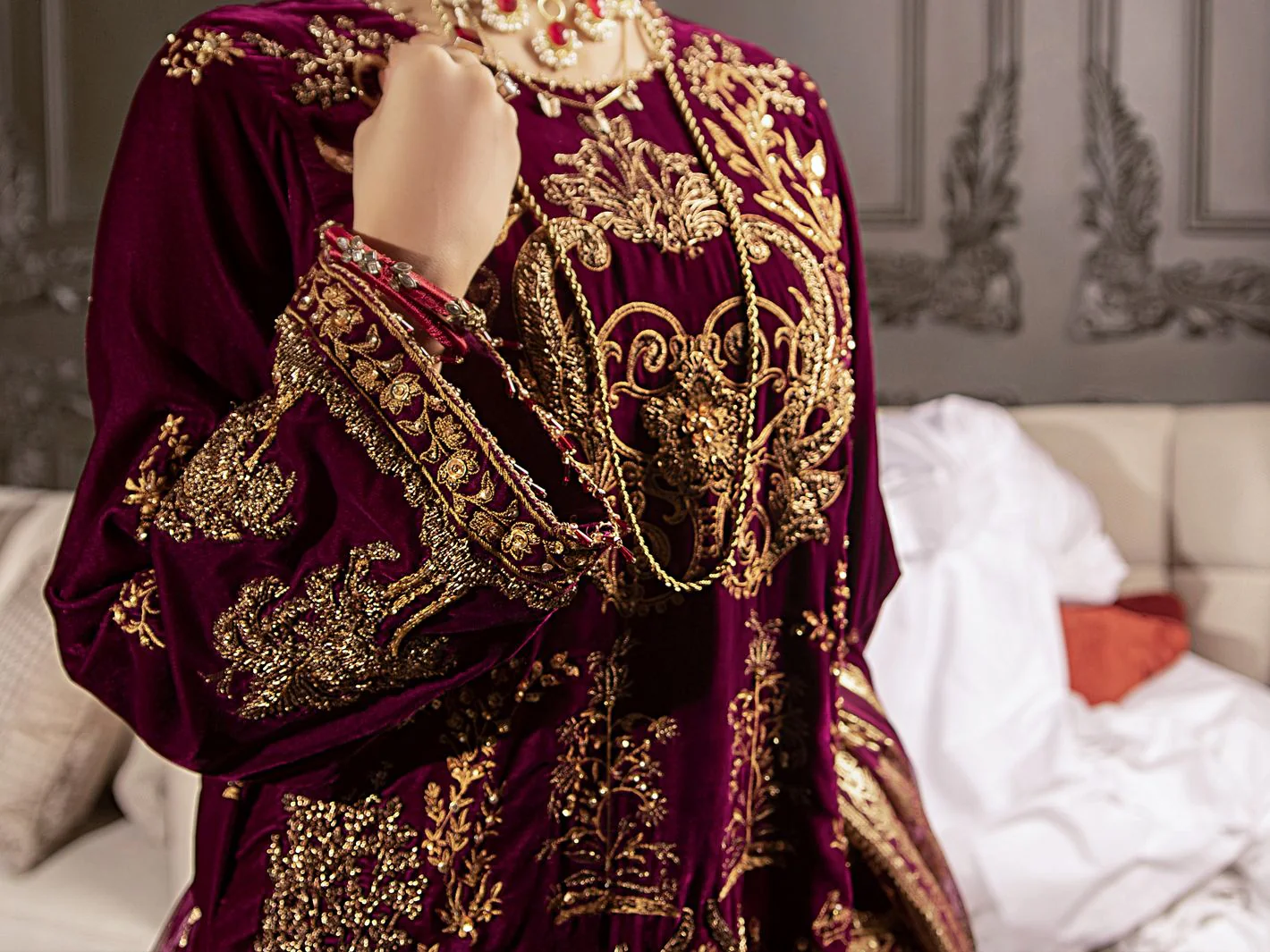 PLUM VELVET 3PC STITCHED | AL-3PS-LS-US-342/AM-2452D - Image 6