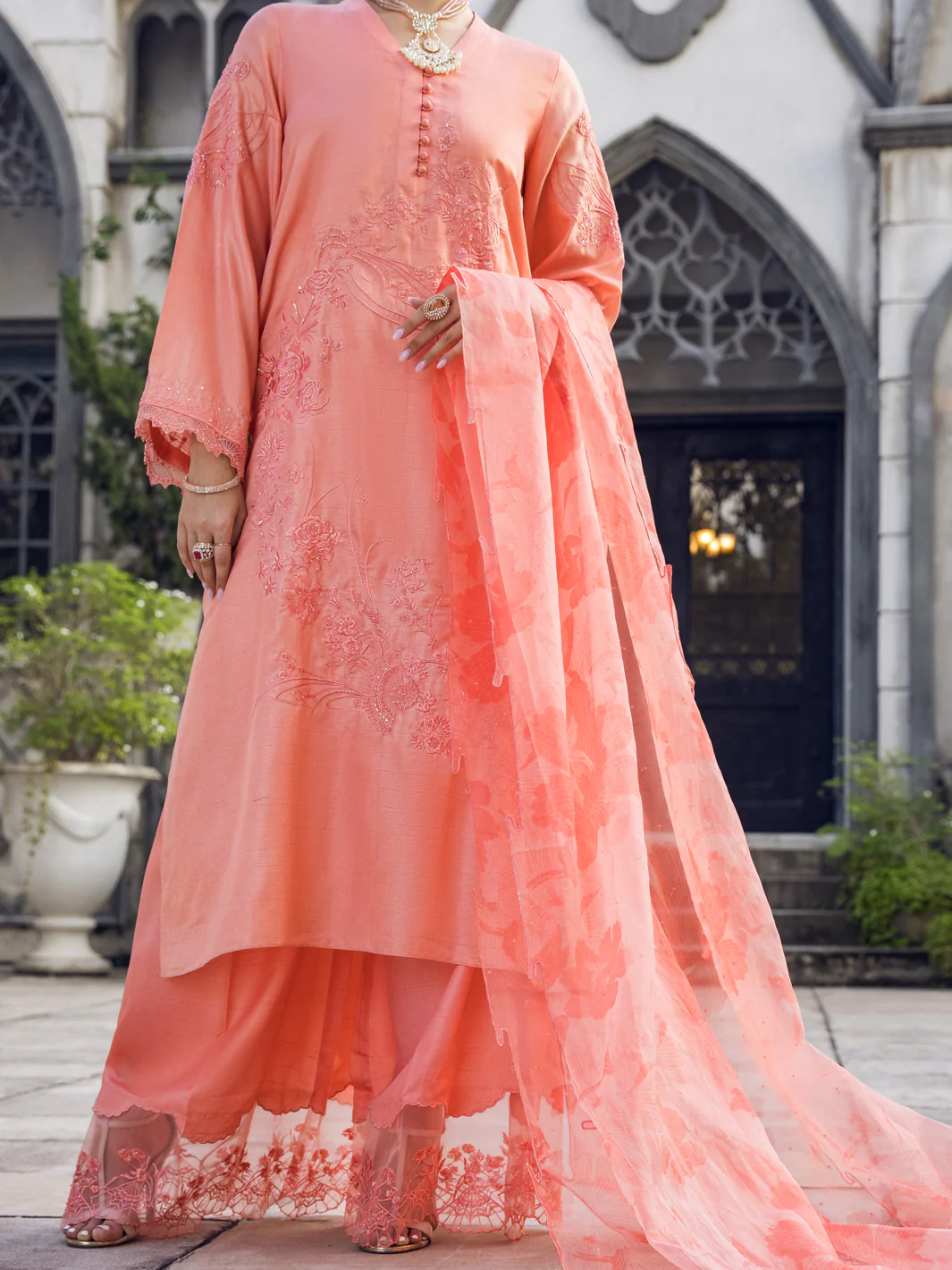 PEACH DOLLA SILK 3PC STITCHED | AL-3PS-LS-US-397/AM-2410A