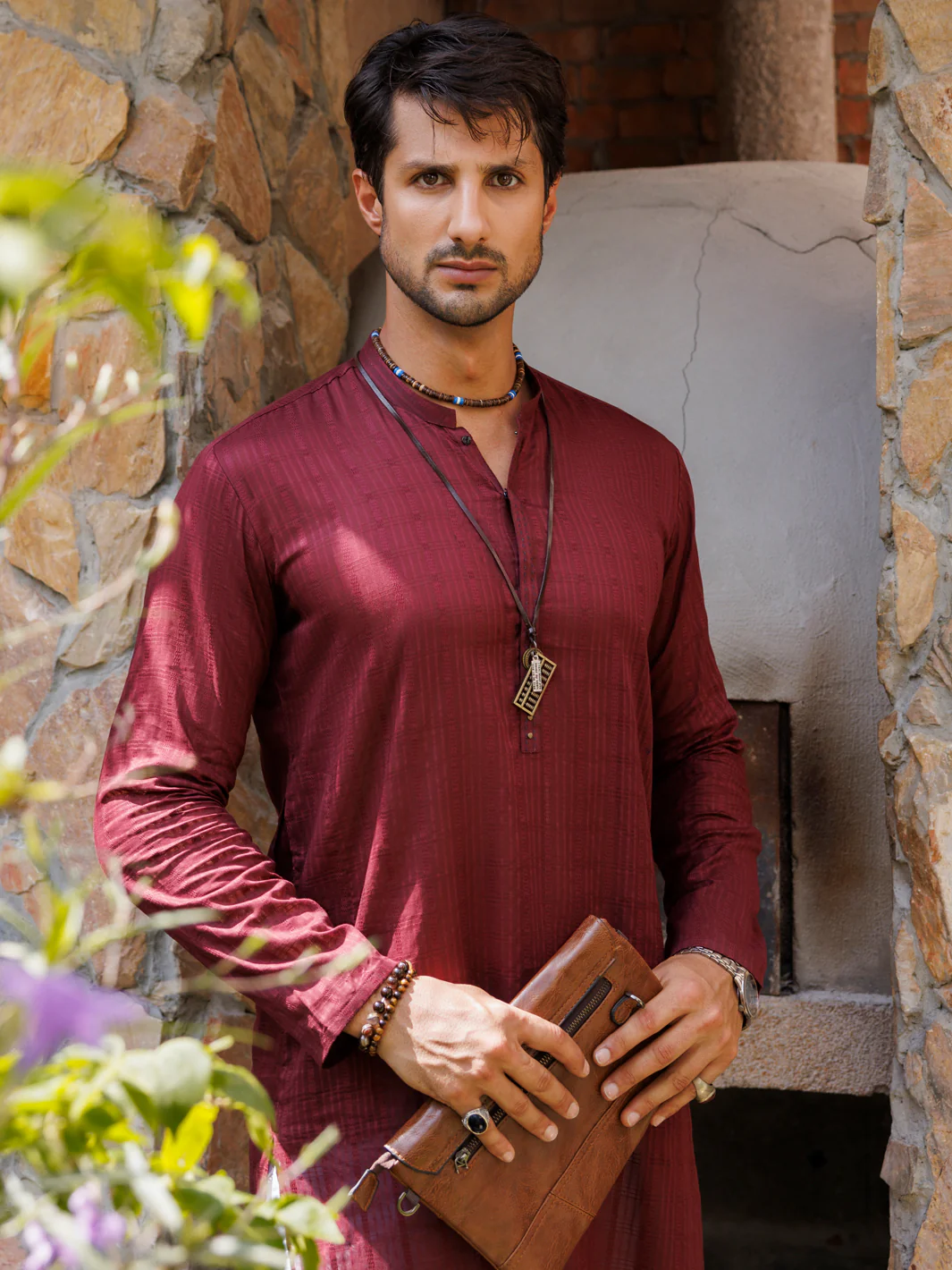 MAROON COTTON KURTA | AL-K-1145B/AM-6155B - Image 3