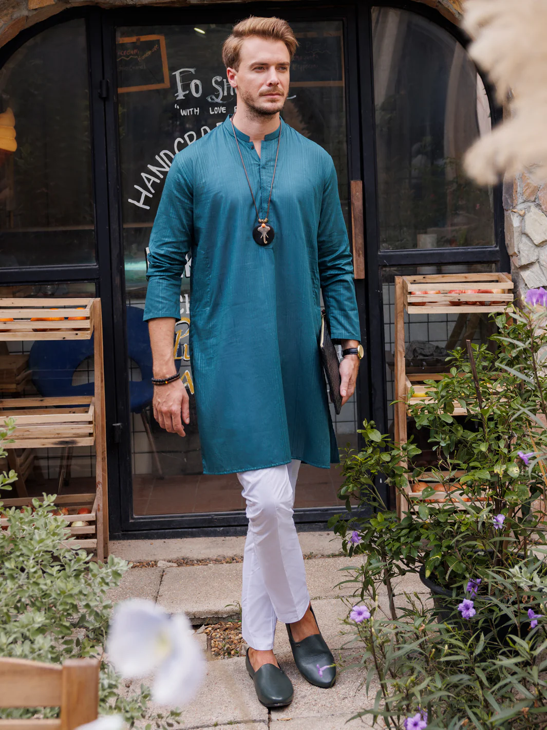 TEAL BLUE COTTON KURTA | AL-K-1146A/AM-6156A