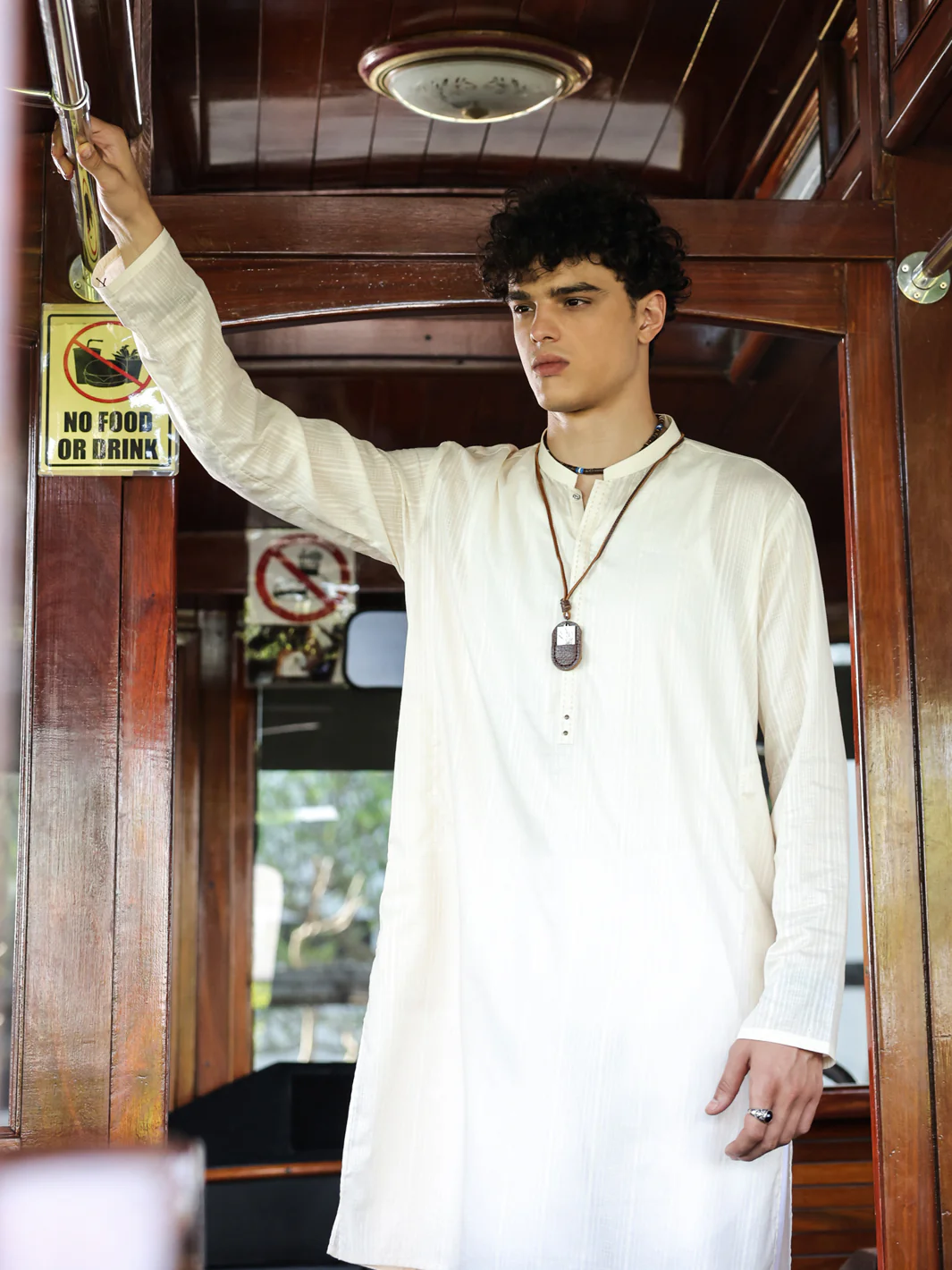 OFF WHITE COTTON KURTA | AL-K-1146B/AM-6156B - Image 2