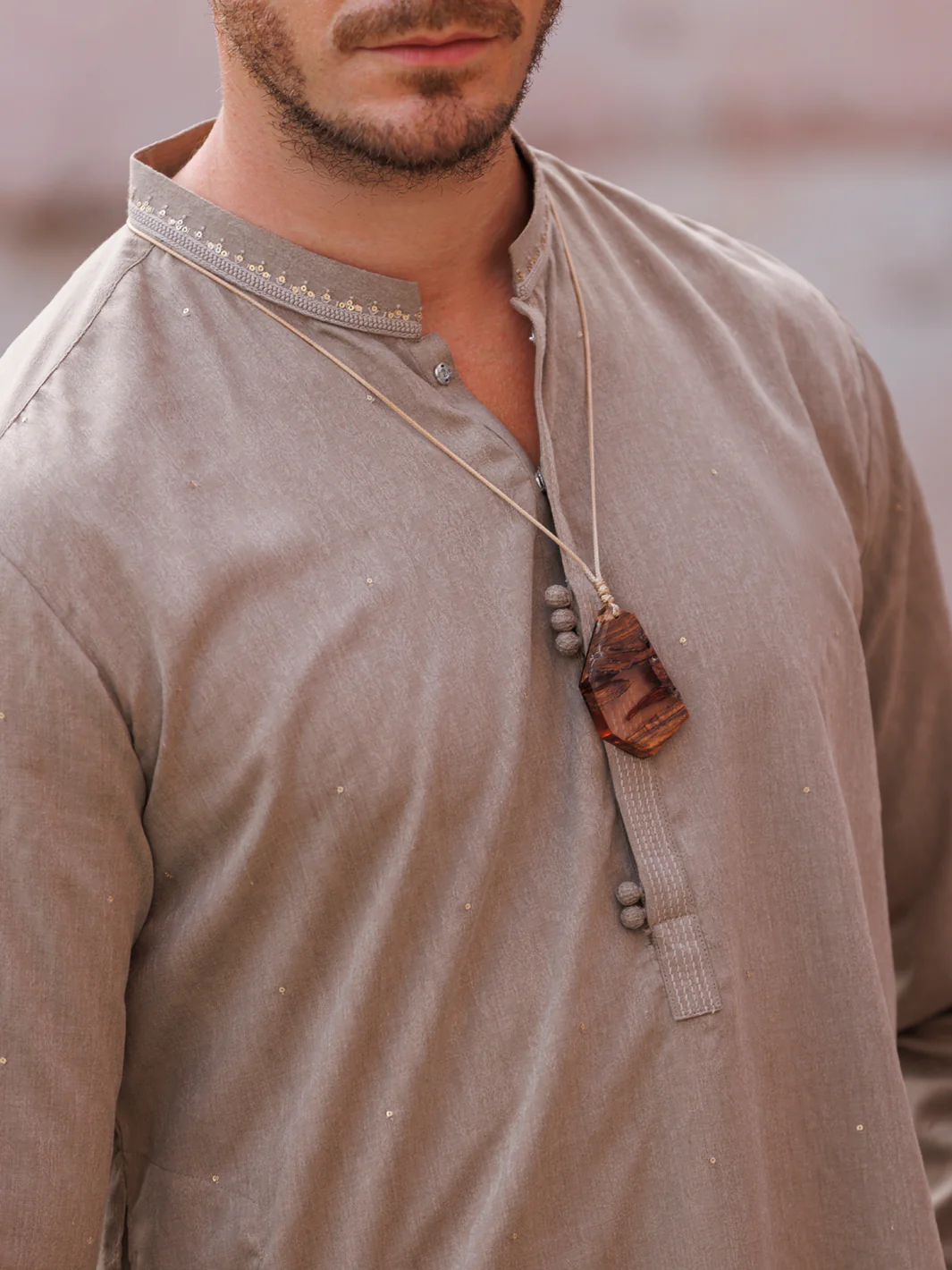 GREY BLENDED KURTA | AL-K-1149A/JJ-8615D - Image 3