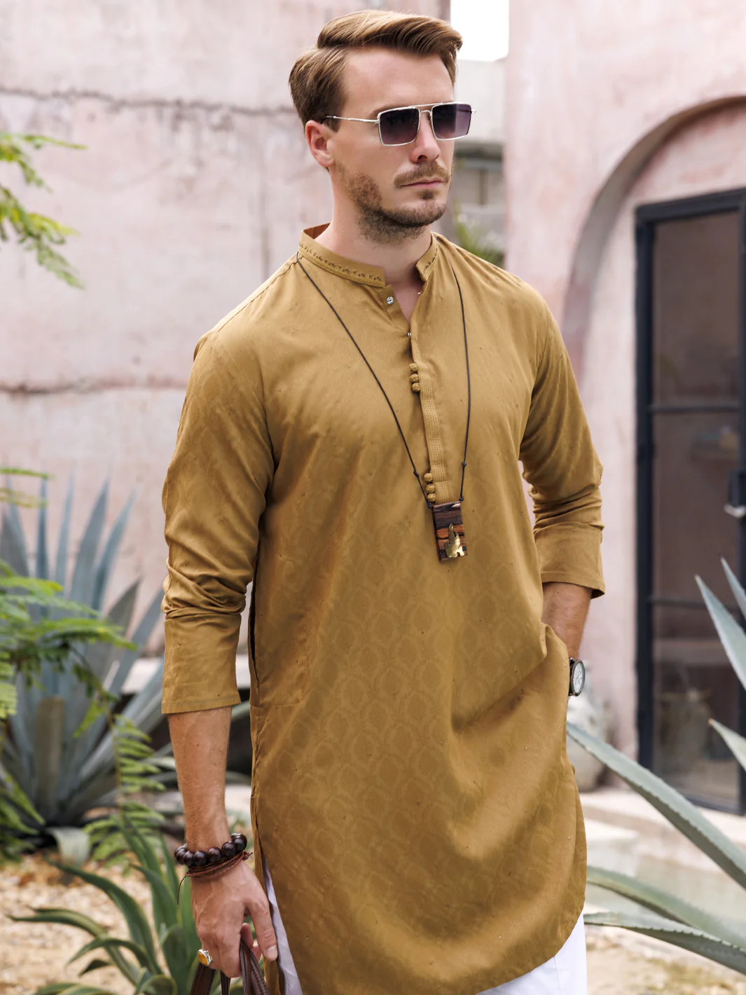 MUSTARD BLENDED KURTA | AL-K-1149B/JJ-8615E - Image 4