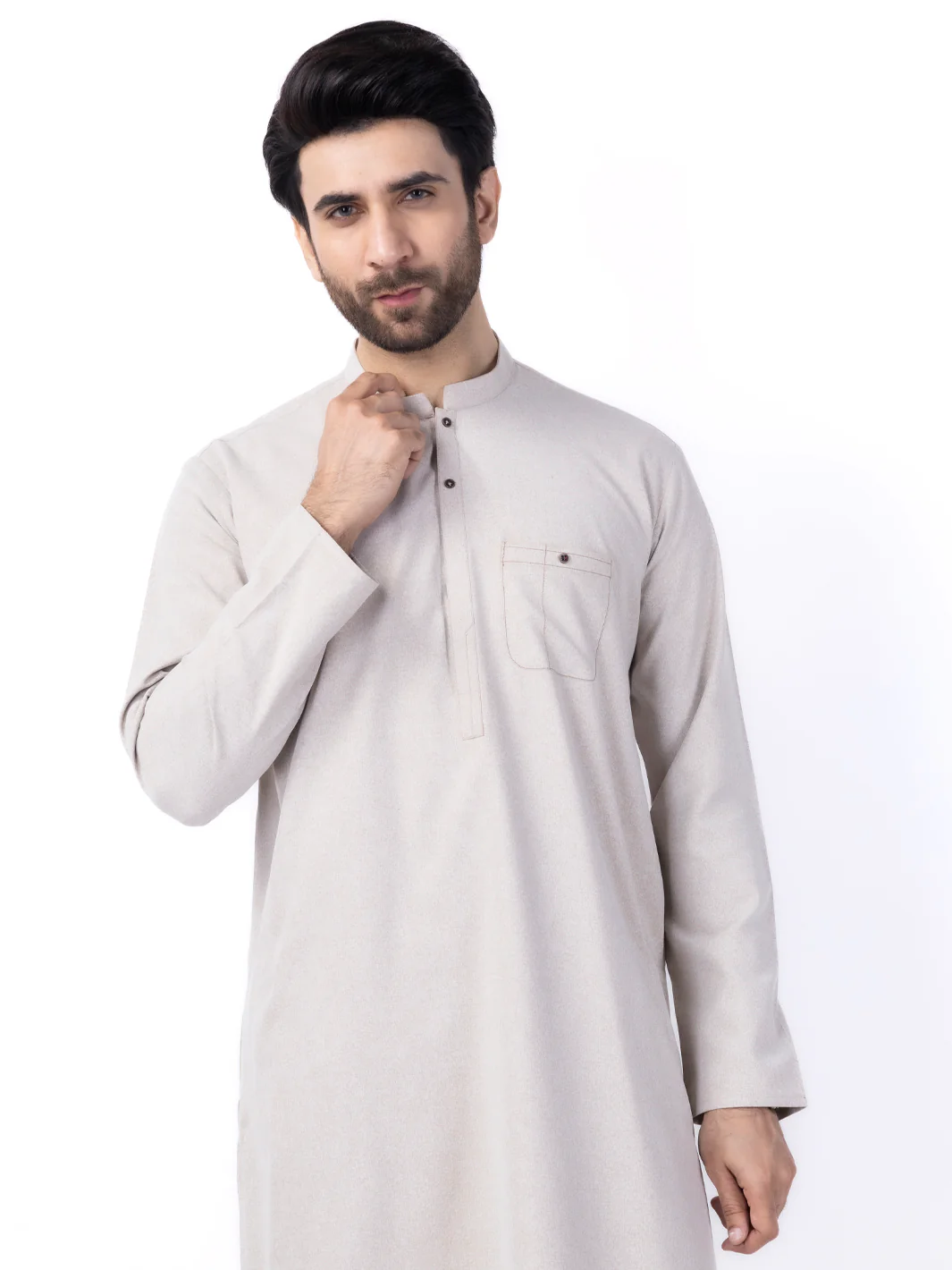 SAND BROWN BLENDED KURTA | AL-K-1152/AM-2145D - Image 2