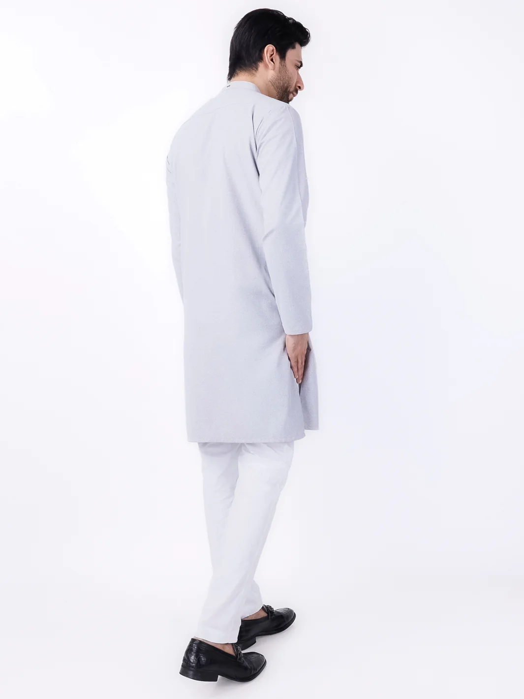 LIGHT GREY BLENDED KURTA | AL-K-1154/AM-2145E - Image 2