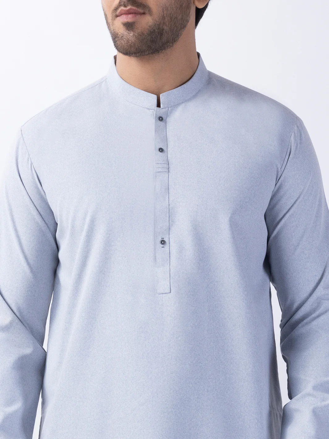LIGHT GREY BLENDED KURTA | AL-K-1155/AM-2145A - Image 2
