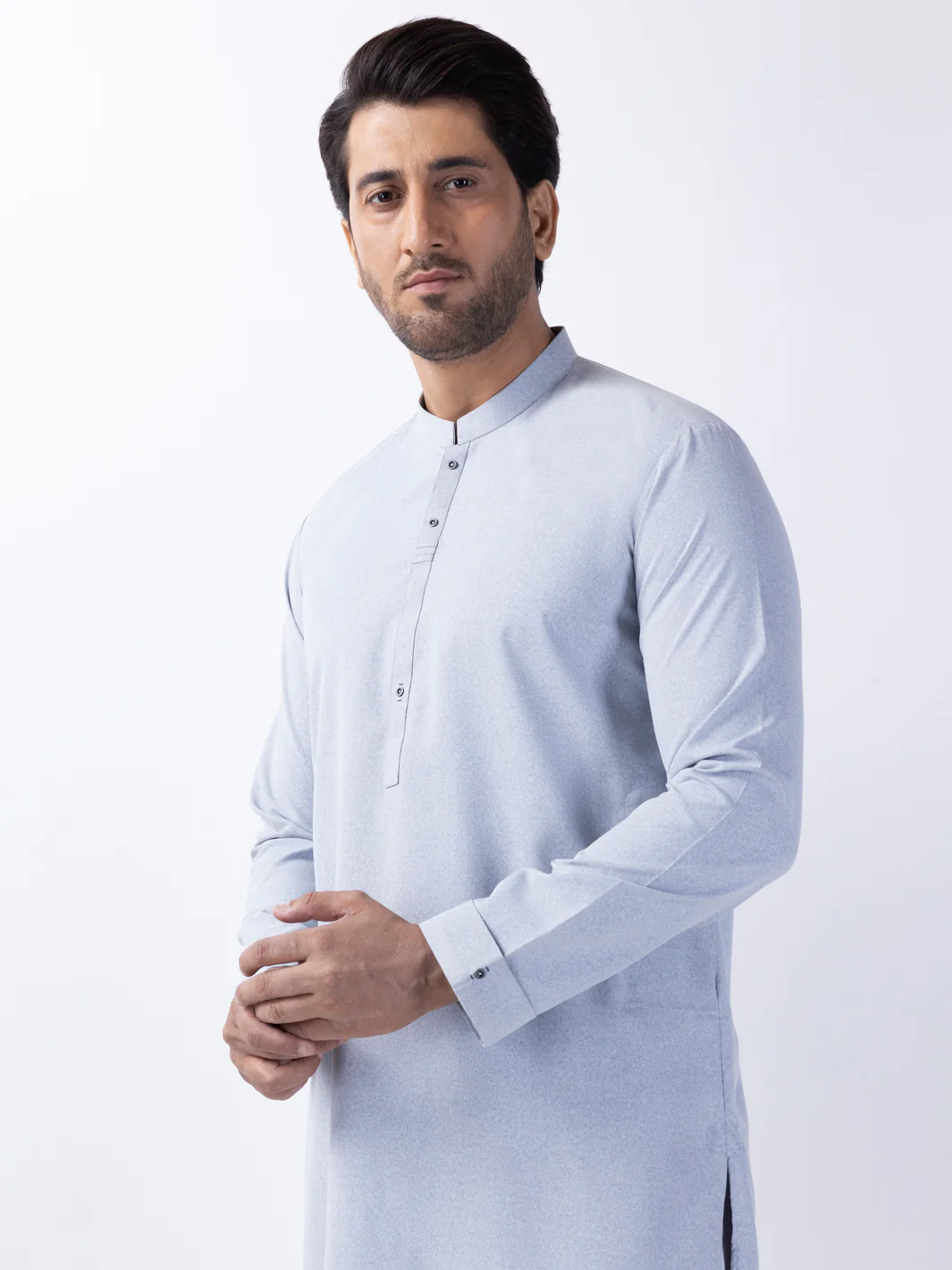 LIGHT GREY BLENDED KURTA | AL-K-1155/AM-2145A - Image 4