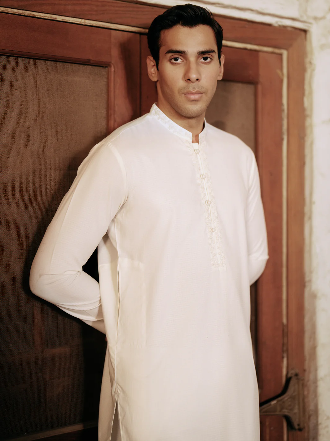 OFF WHITE BLENDED KURTA | AL-K-1157A/AM-6226A - Image 2