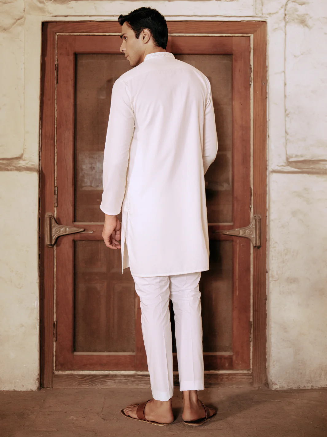 OFF WHITE BLENDED KURTA | AL-K-1157A/AM-6226A - Image 4