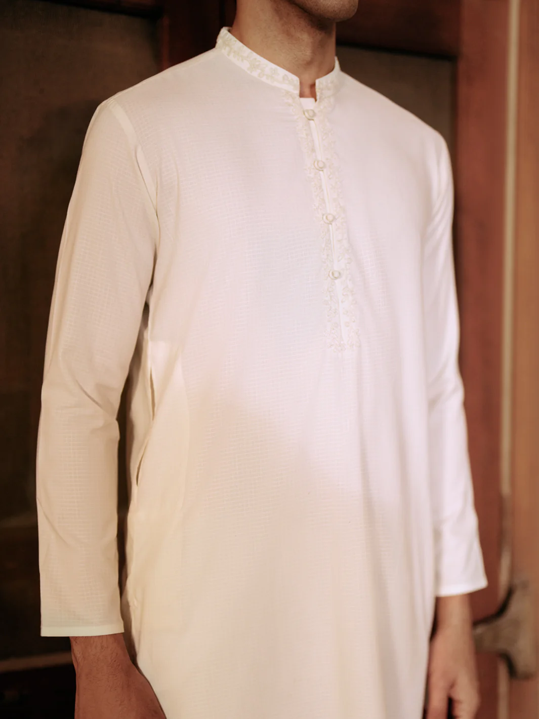 OFF WHITE BLENDED KURTA | AL-K-1157A/AM-6226A - Image 5