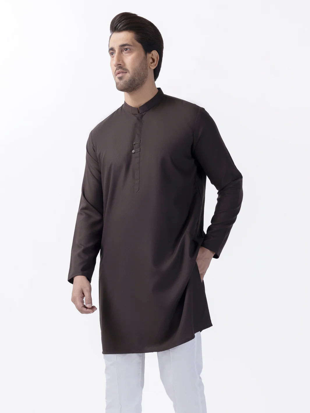DARK BROWN BLENDED KURTA | AL-K-1159/AM-6189D - Image 2