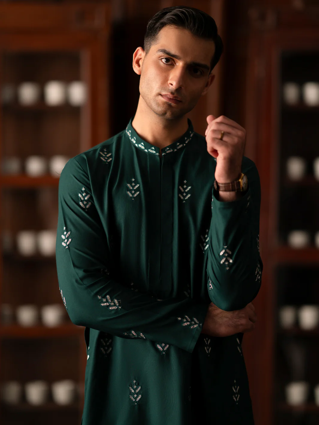 GREEN BLENDED KURTA | AL-K-1160A/AM-2589B - Image 2