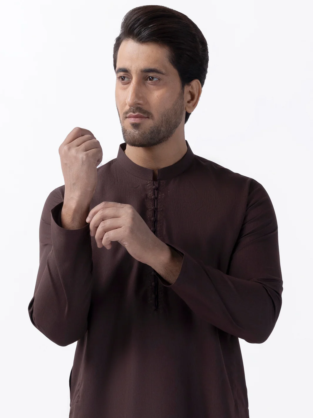 BROWN BLENDED KURTA | AL-K-1162/AM-6227B - Image 2
