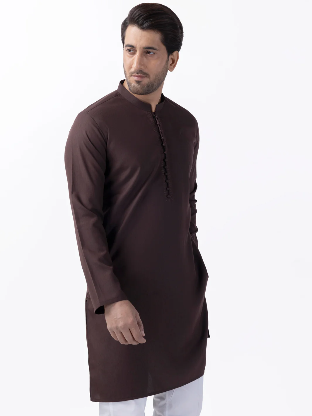 BROWN BLENDED KURTA | AL-K-1162/AM-6227B - Image 4